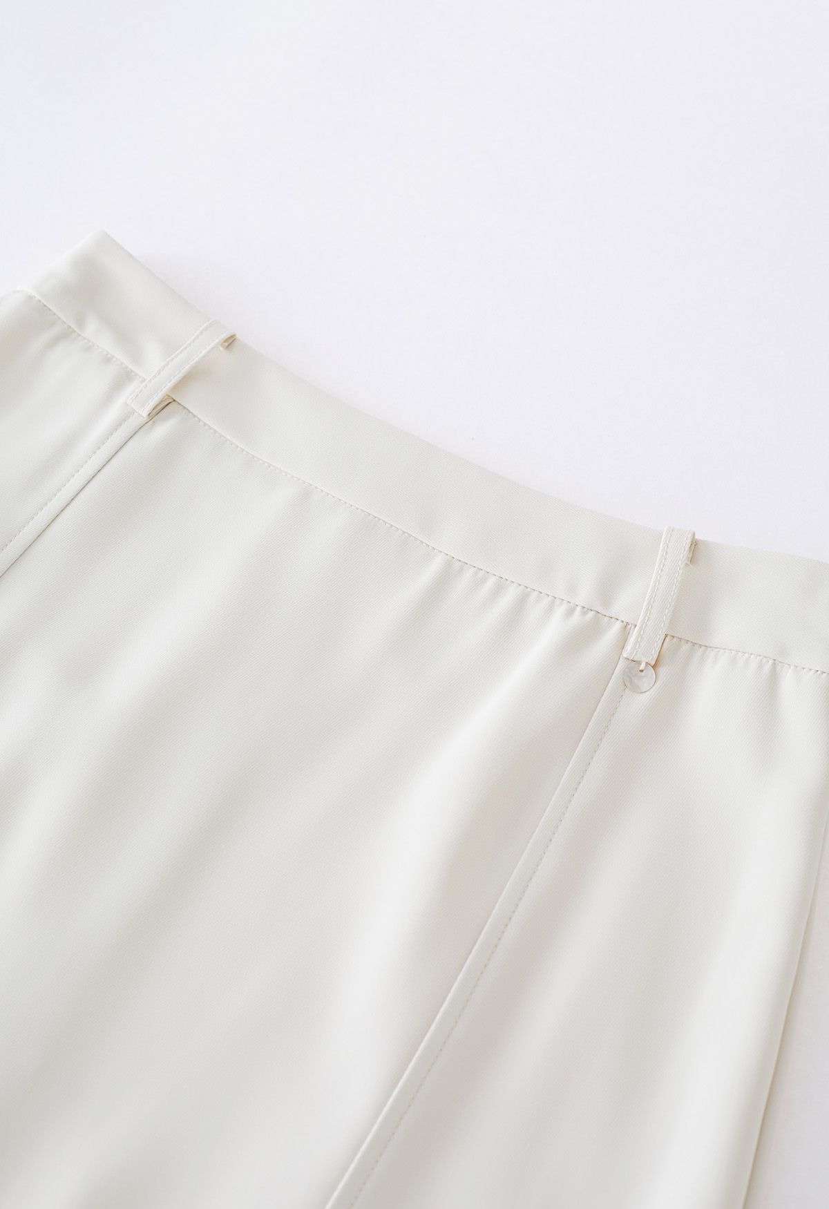 Irregular Hem Seam Detailing Midi Skirt in Ivory