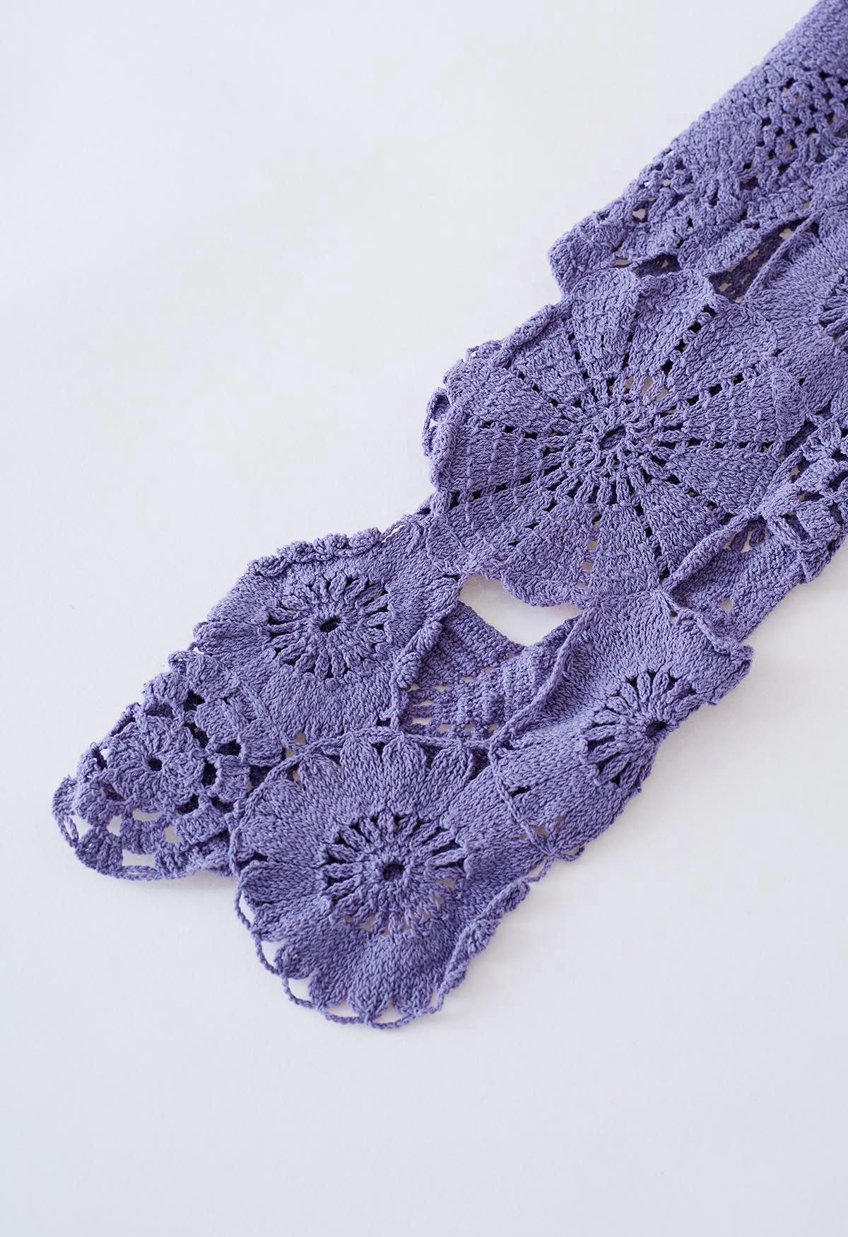 Flower Land Crochet Crop Top in Purple