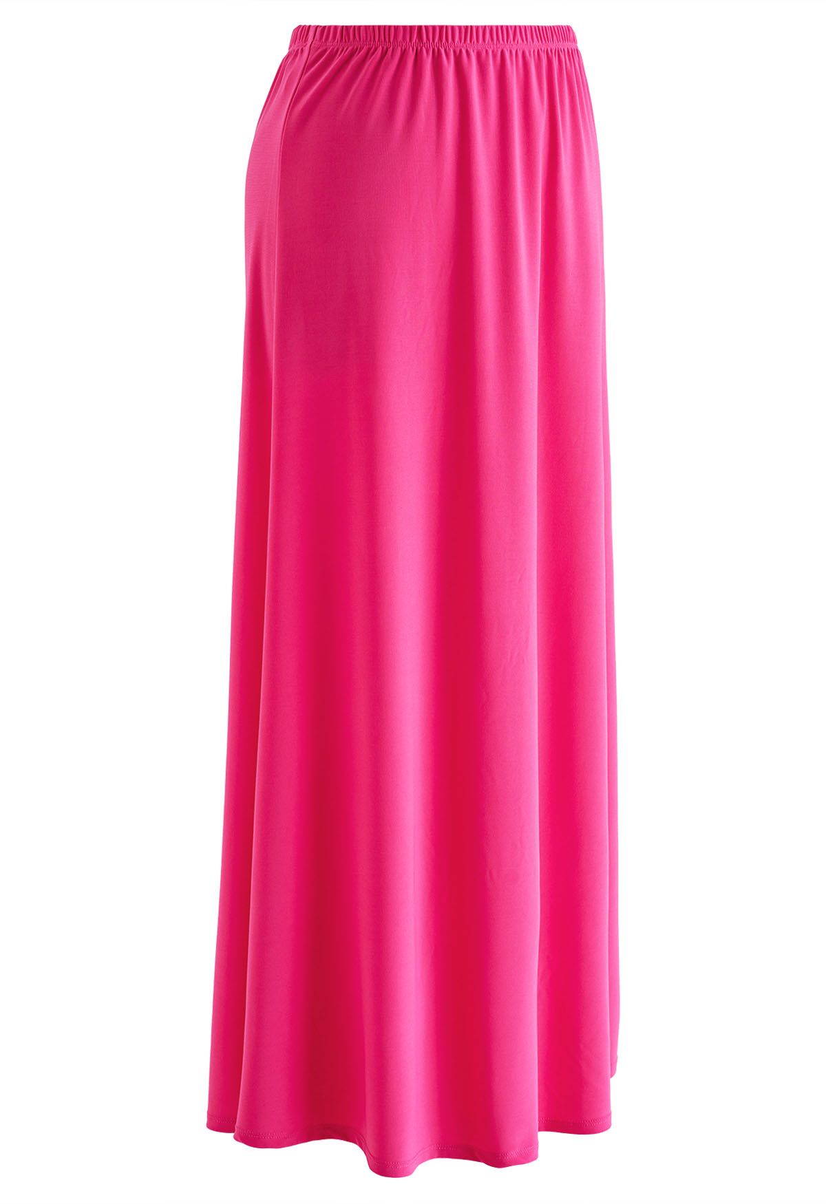 Solid Color Comfy Maxi Skirt in Hot Pink