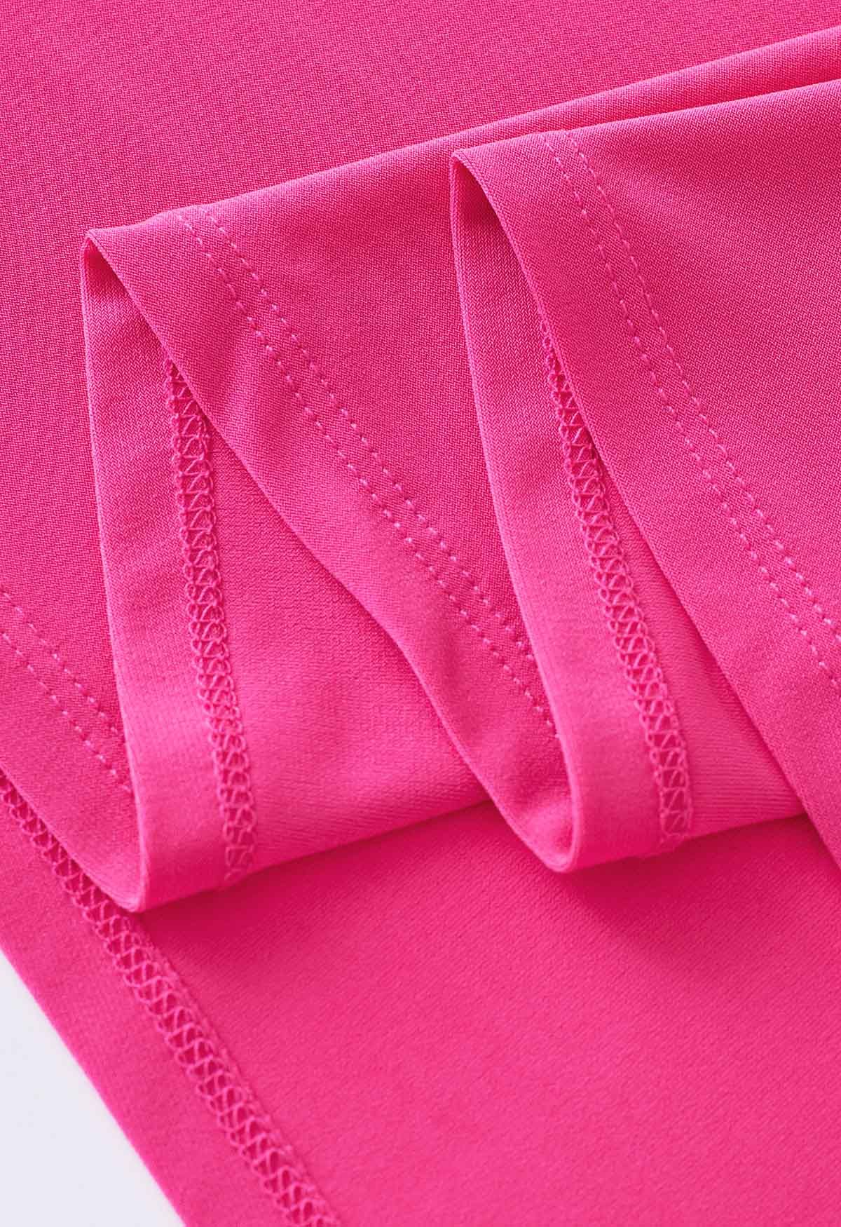 Solid Color Comfy Maxi Skirt in Hot Pink