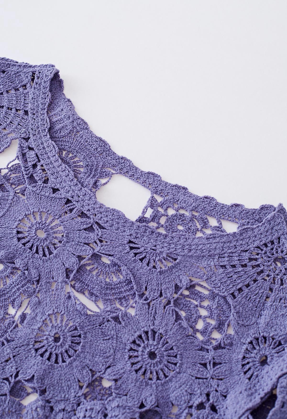 Flower Land Crochet Crop Top in Purple