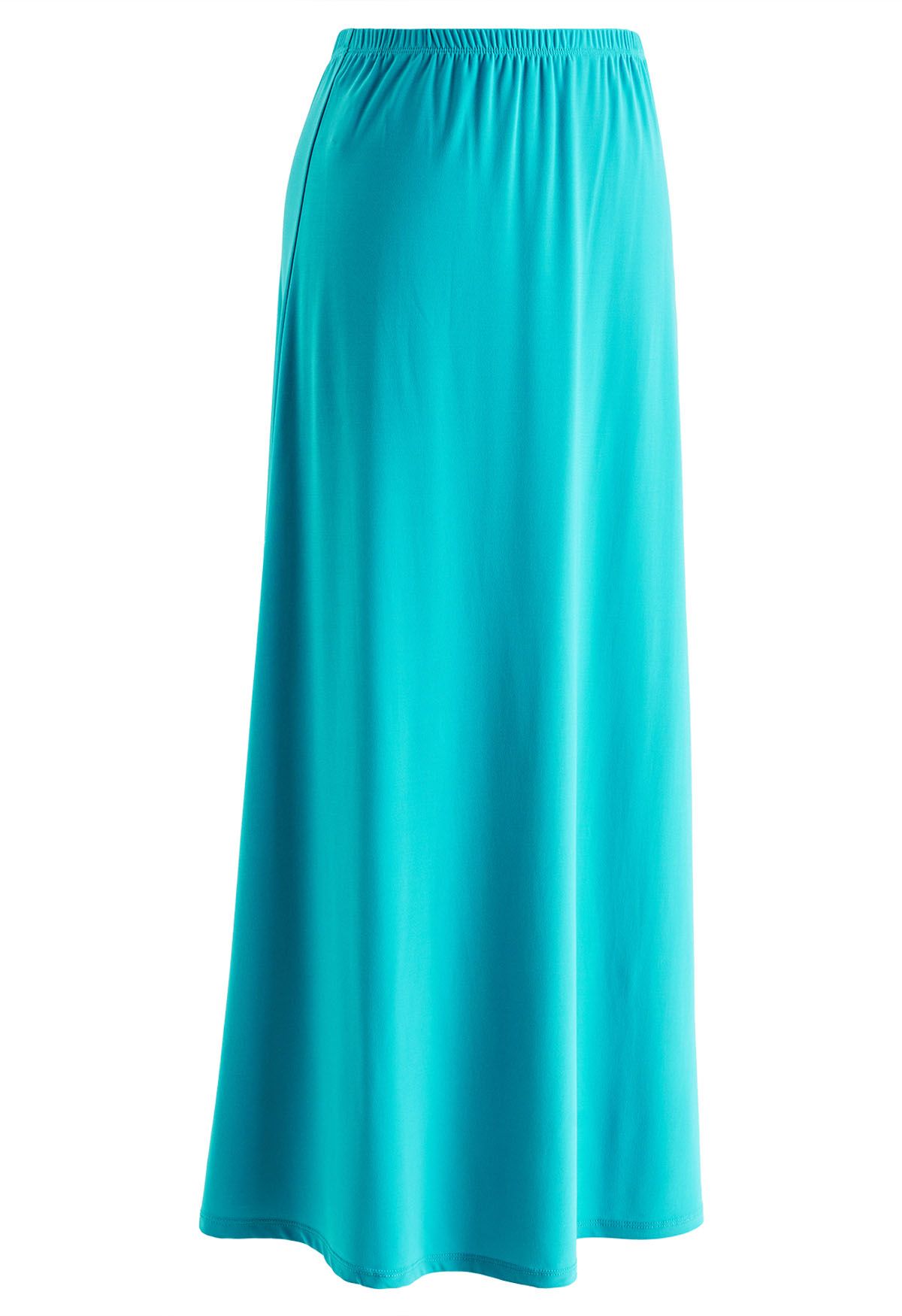 Solid Color Comfy Maxi Skirt in Blue
