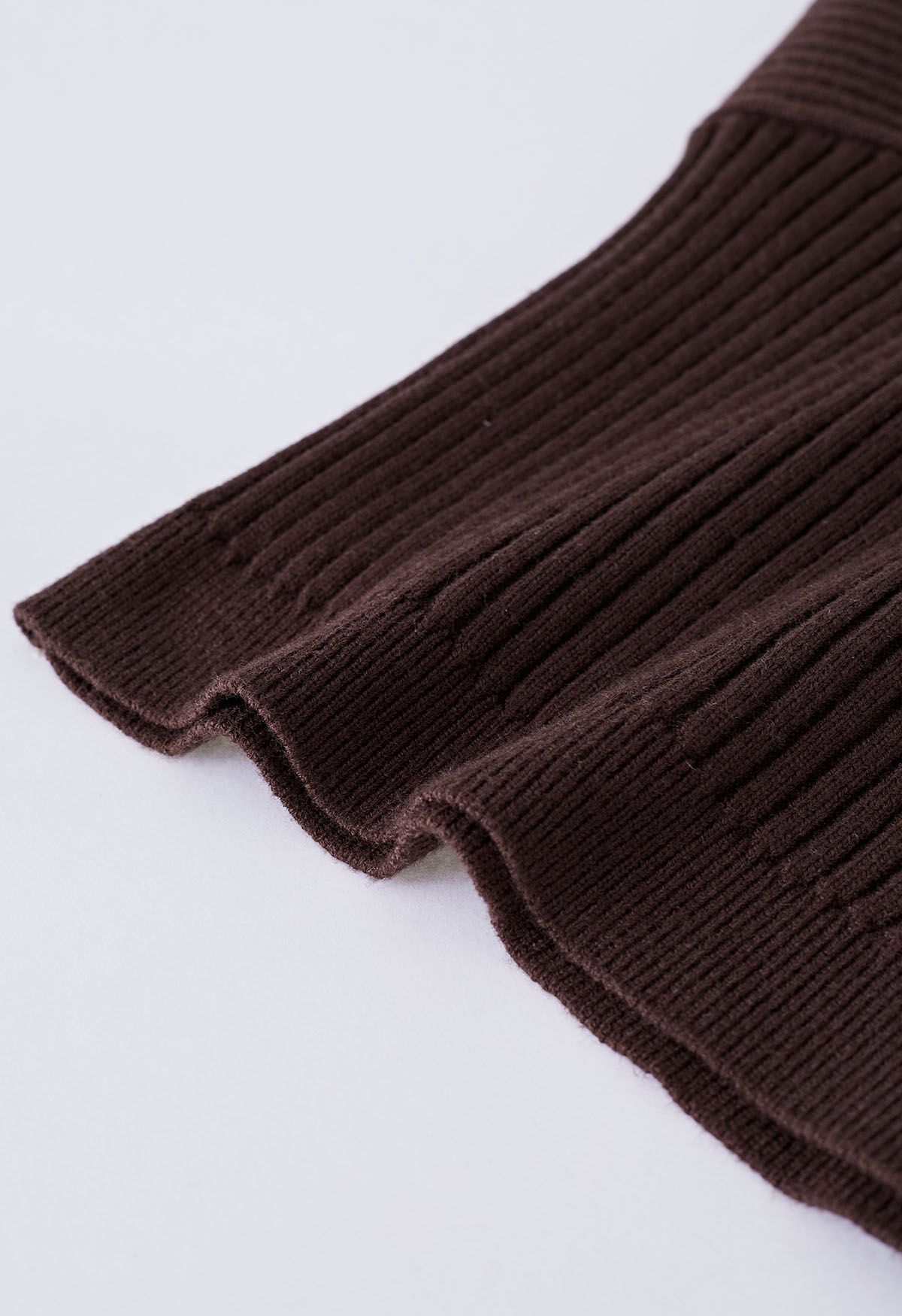 Twist Front Ribbed Knit Tube Crop Top in Brown