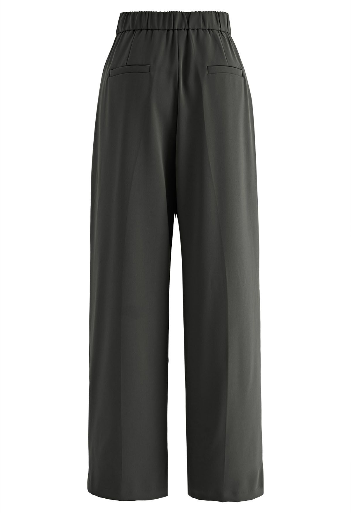 Simple Pleat Straight-Leg Pants in Smoke