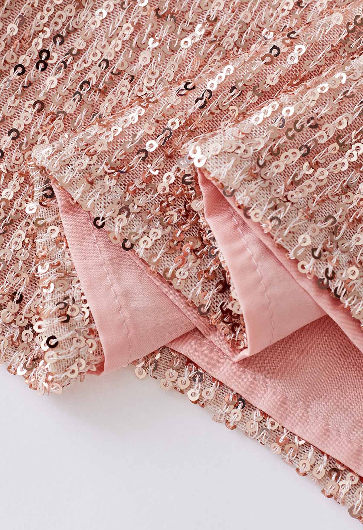 Cowl Neck Sequined Cami Top in Pink