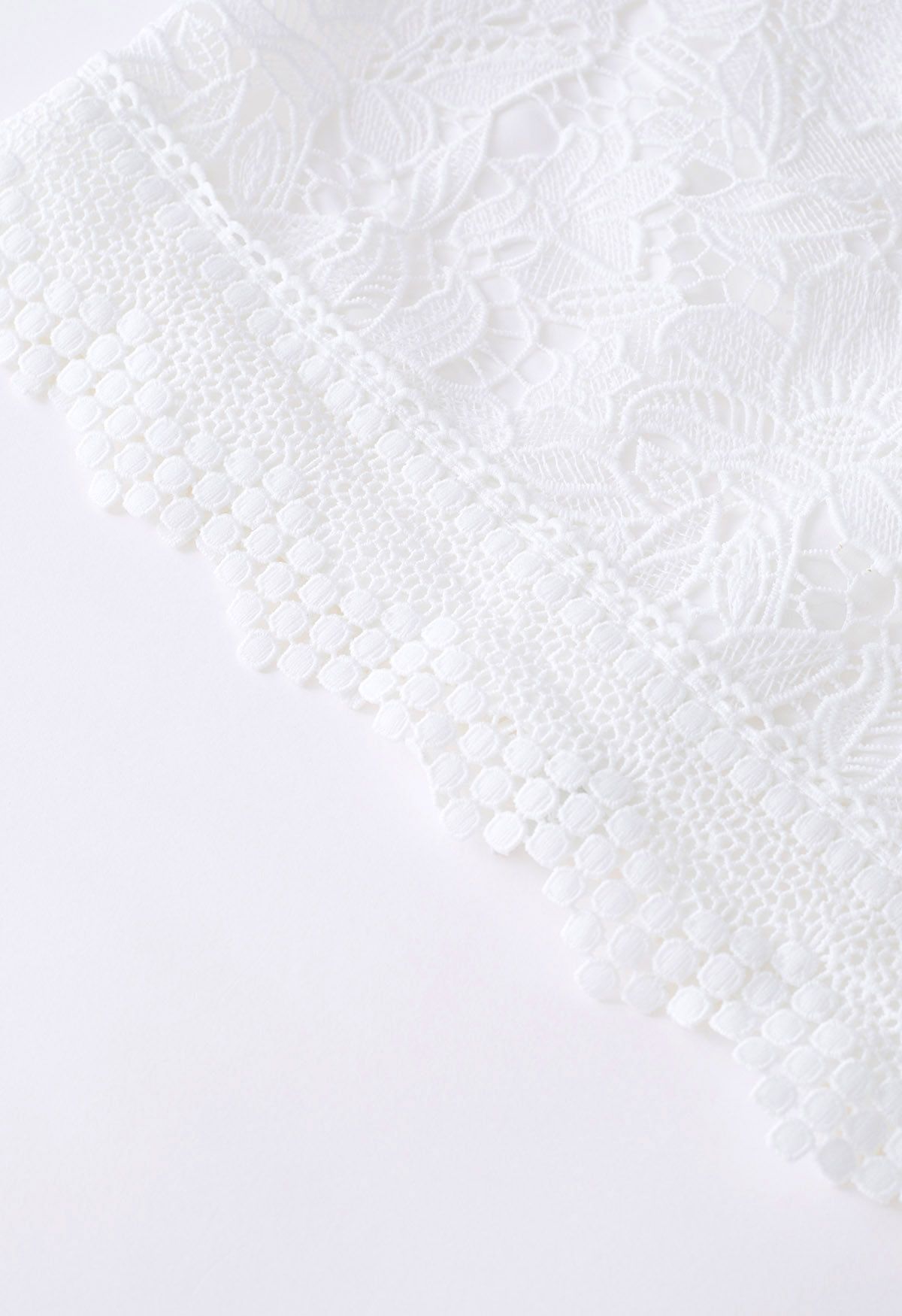 Lily Crochet Lace Crop Top in White