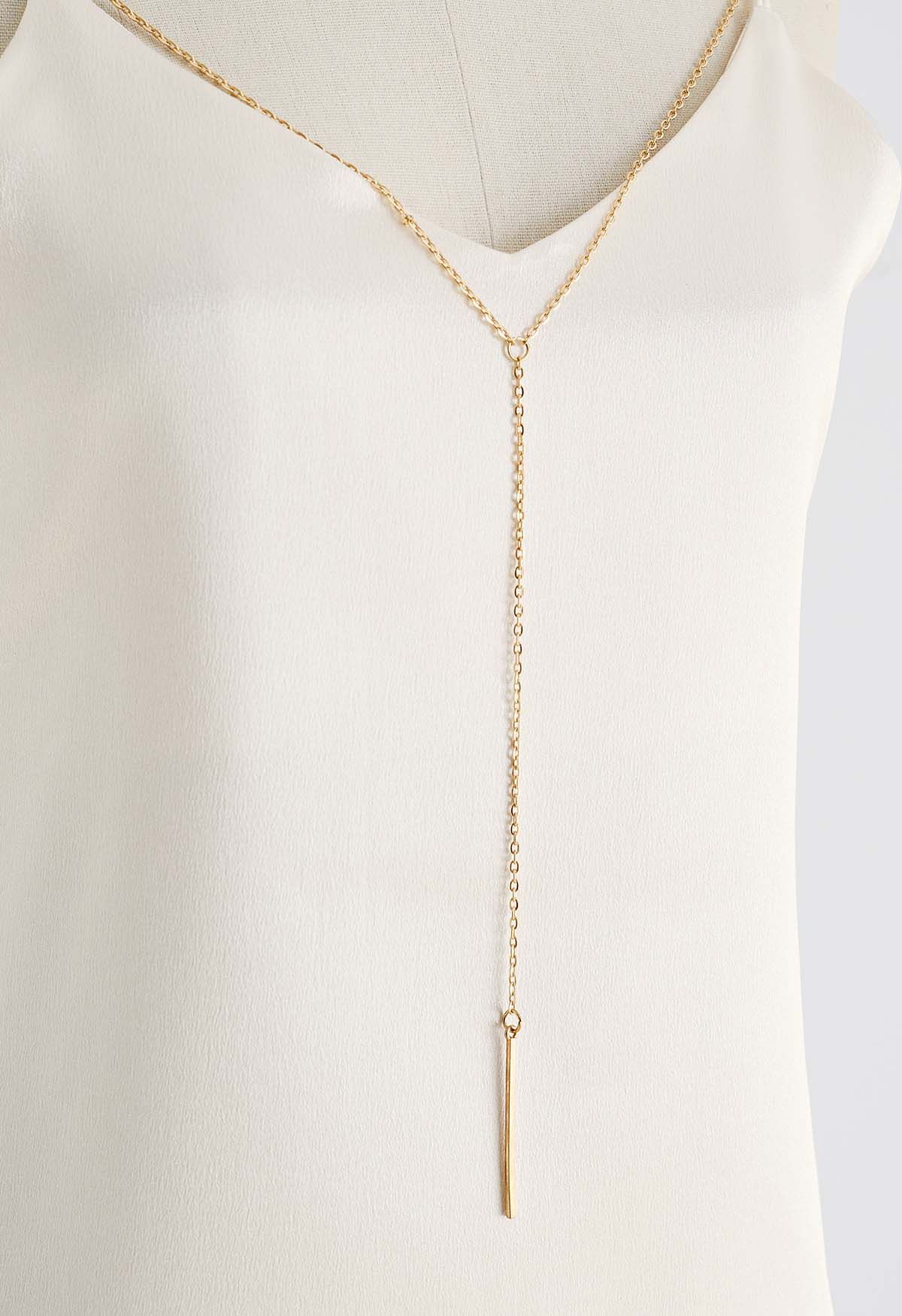 Golden Chain Embellished Satin Cami Top in Champagne