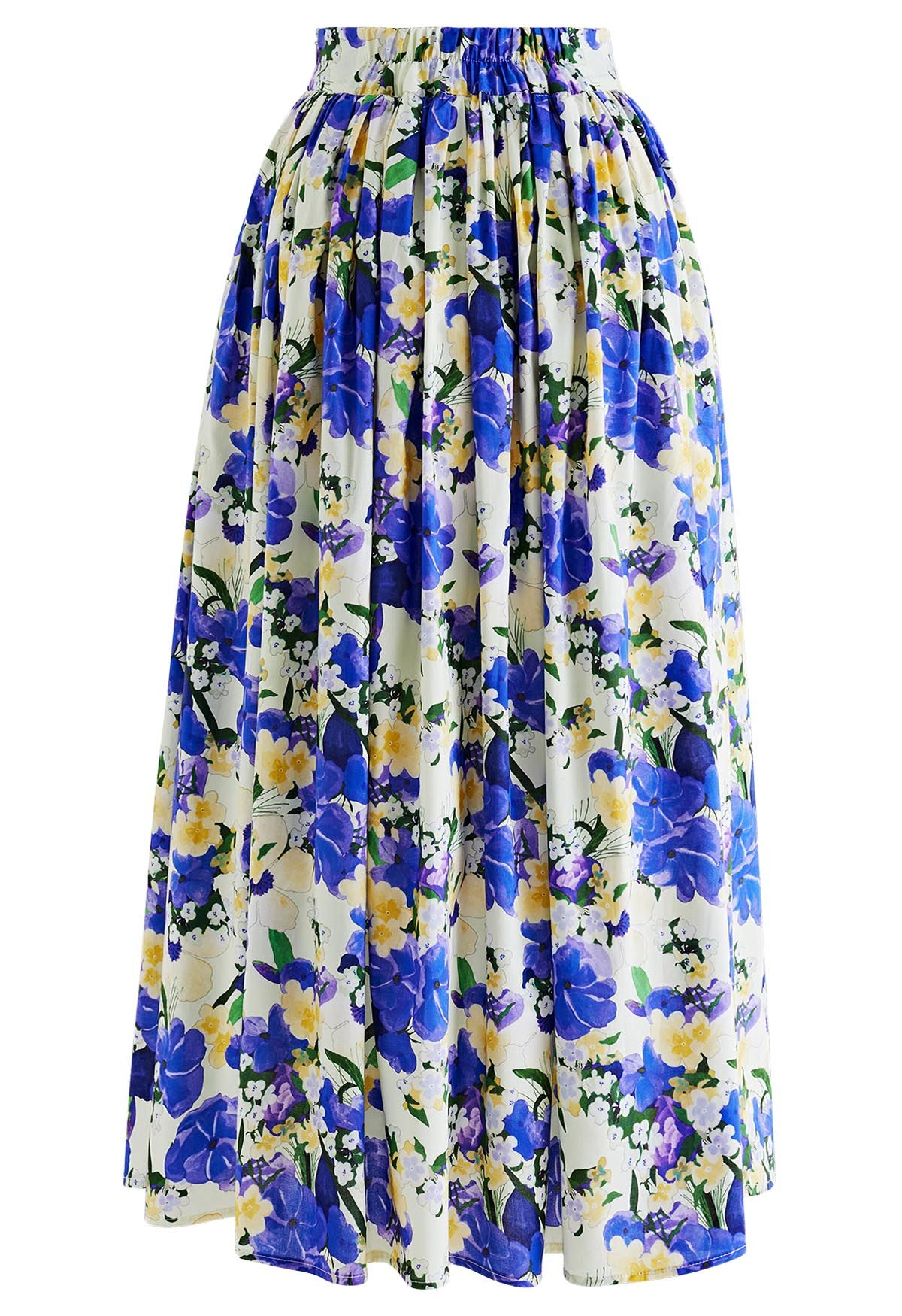 Violet Fields Side Pockets Cotton Midi Skirt