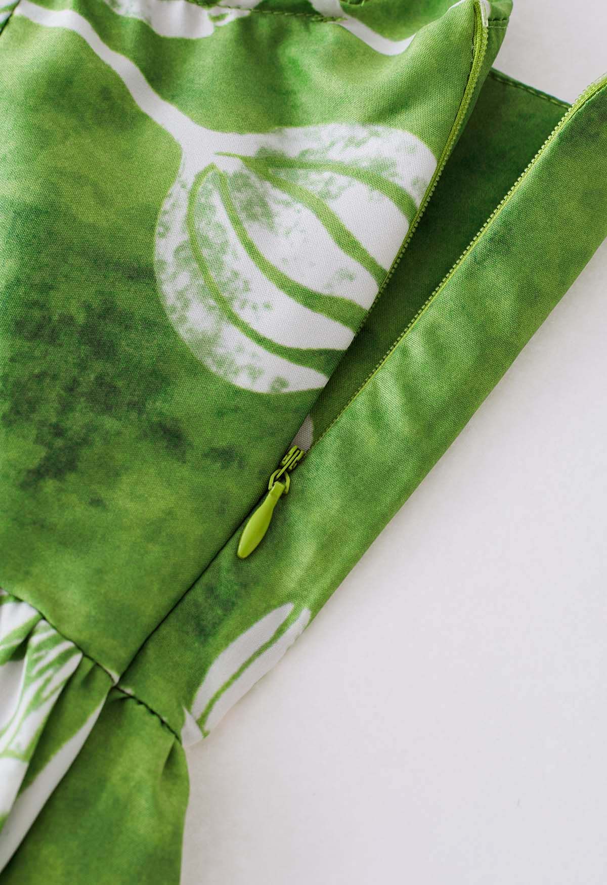 Green Twin Flower Buds Printed Cami Dress