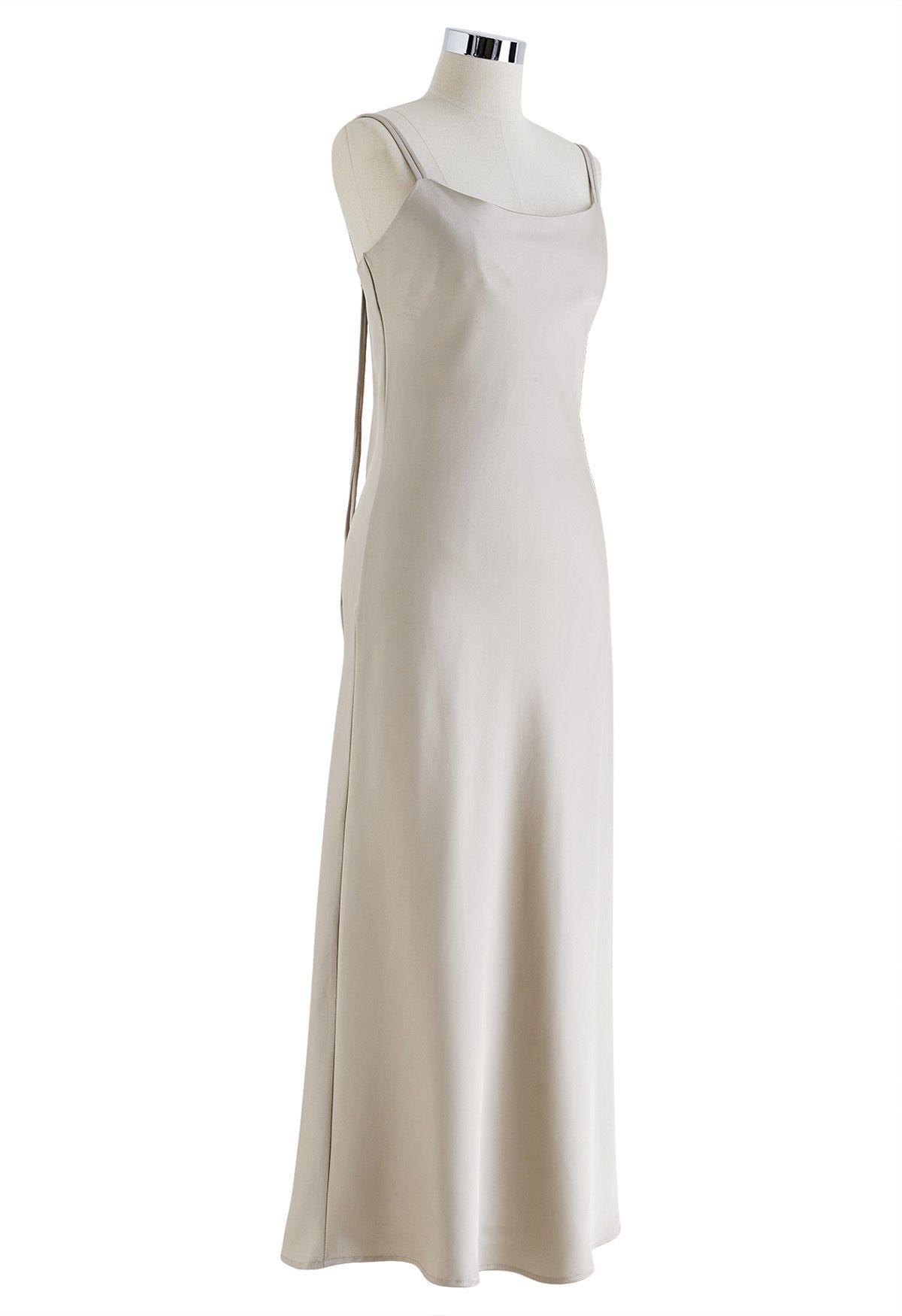 Double Straps Satin Cami Dress in Ivory