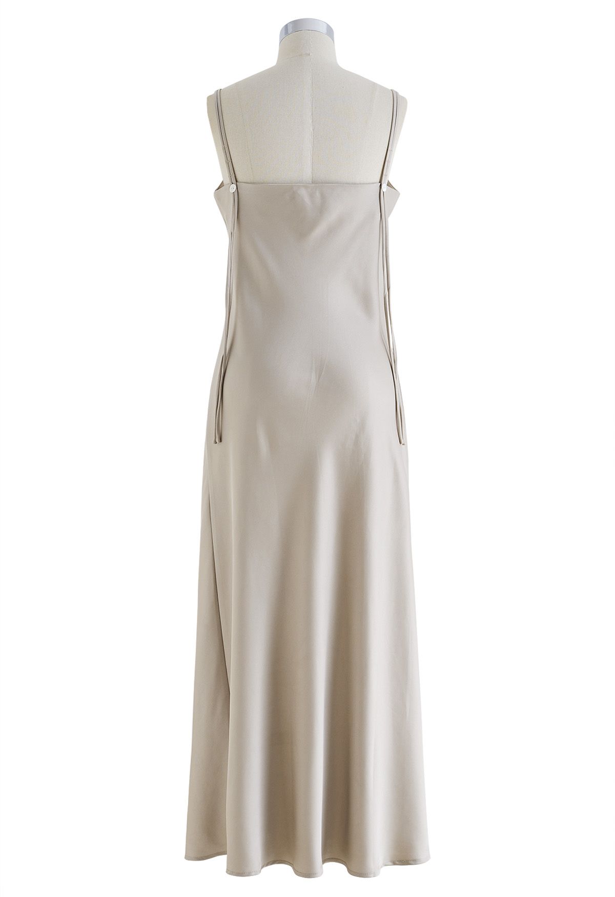 Double Straps Satin Cami Dress in Ivory