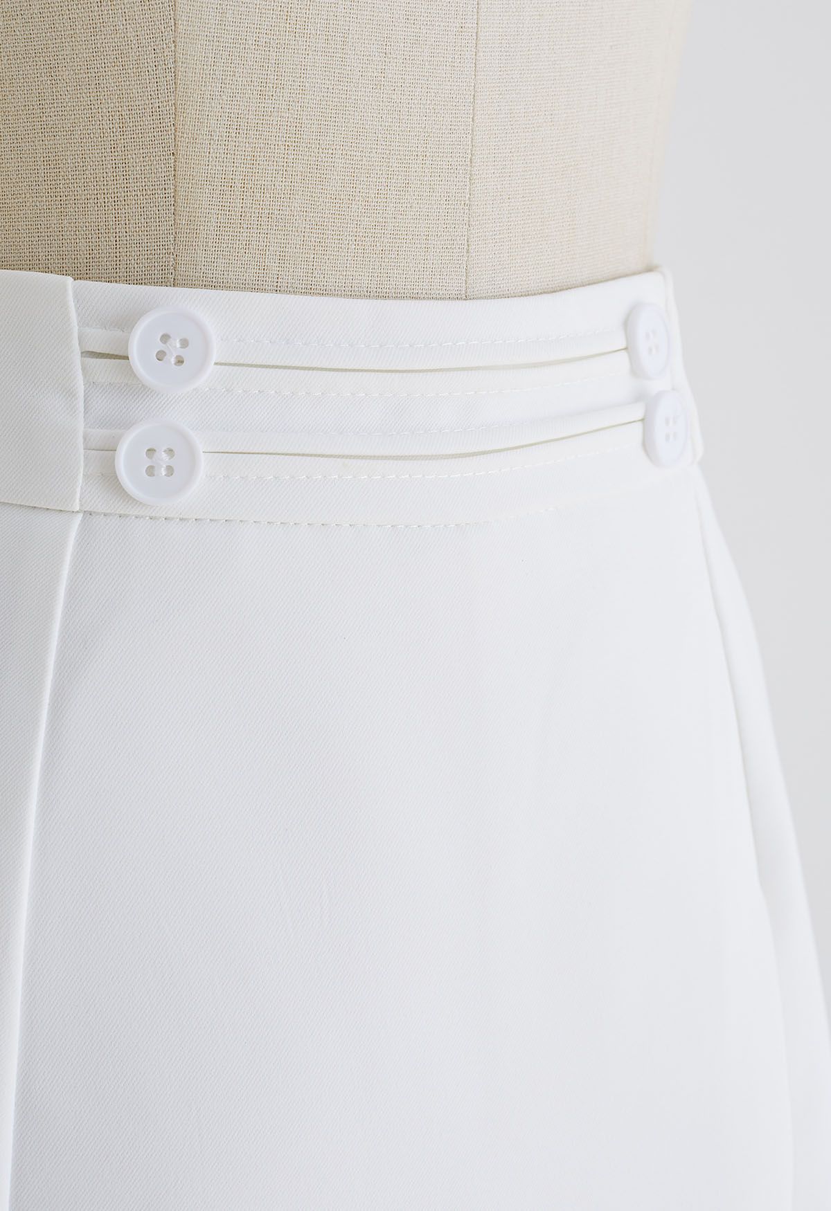 Buttons Decorated Flap Skorts in White