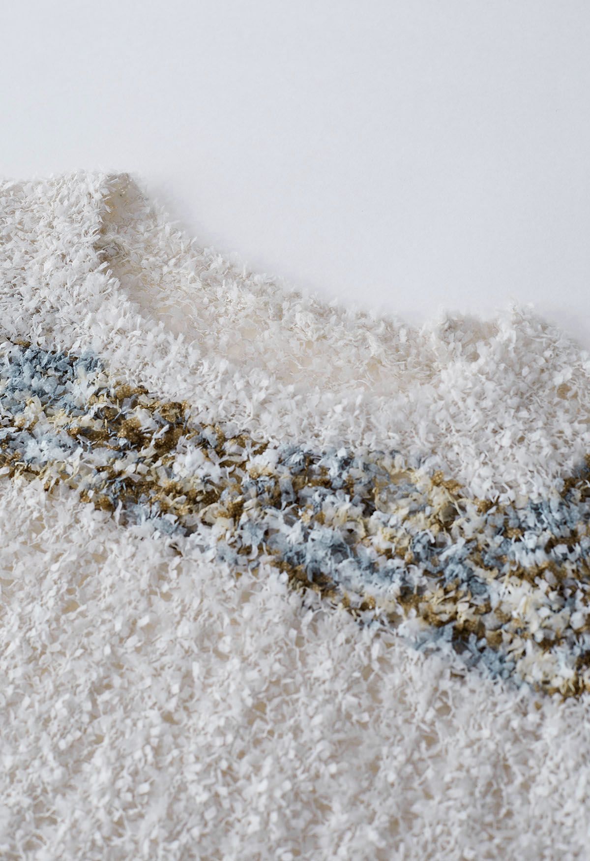 Mix Color Knit Detail Crop Sweater in Oatmeal