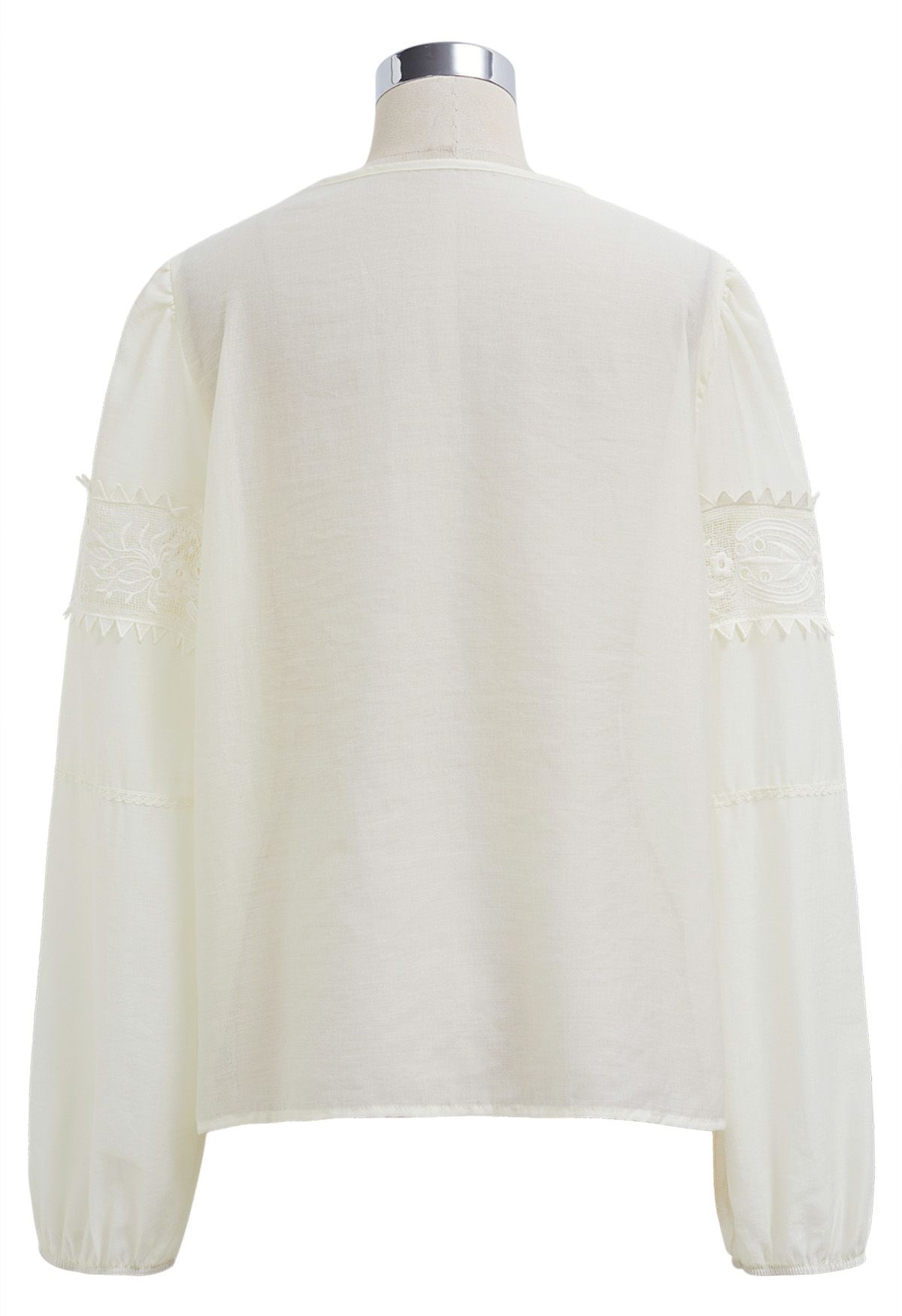 Floral Embroidery Panelled Dolly Top