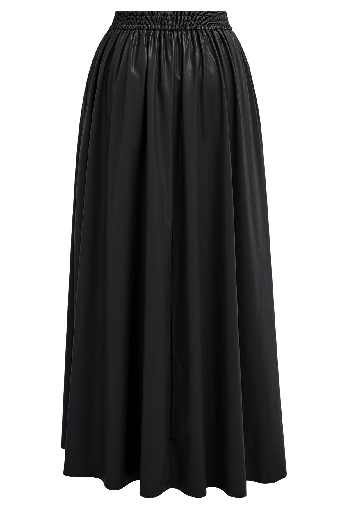 Refined Simplicity Faux Leather Maxi Skirt in Black