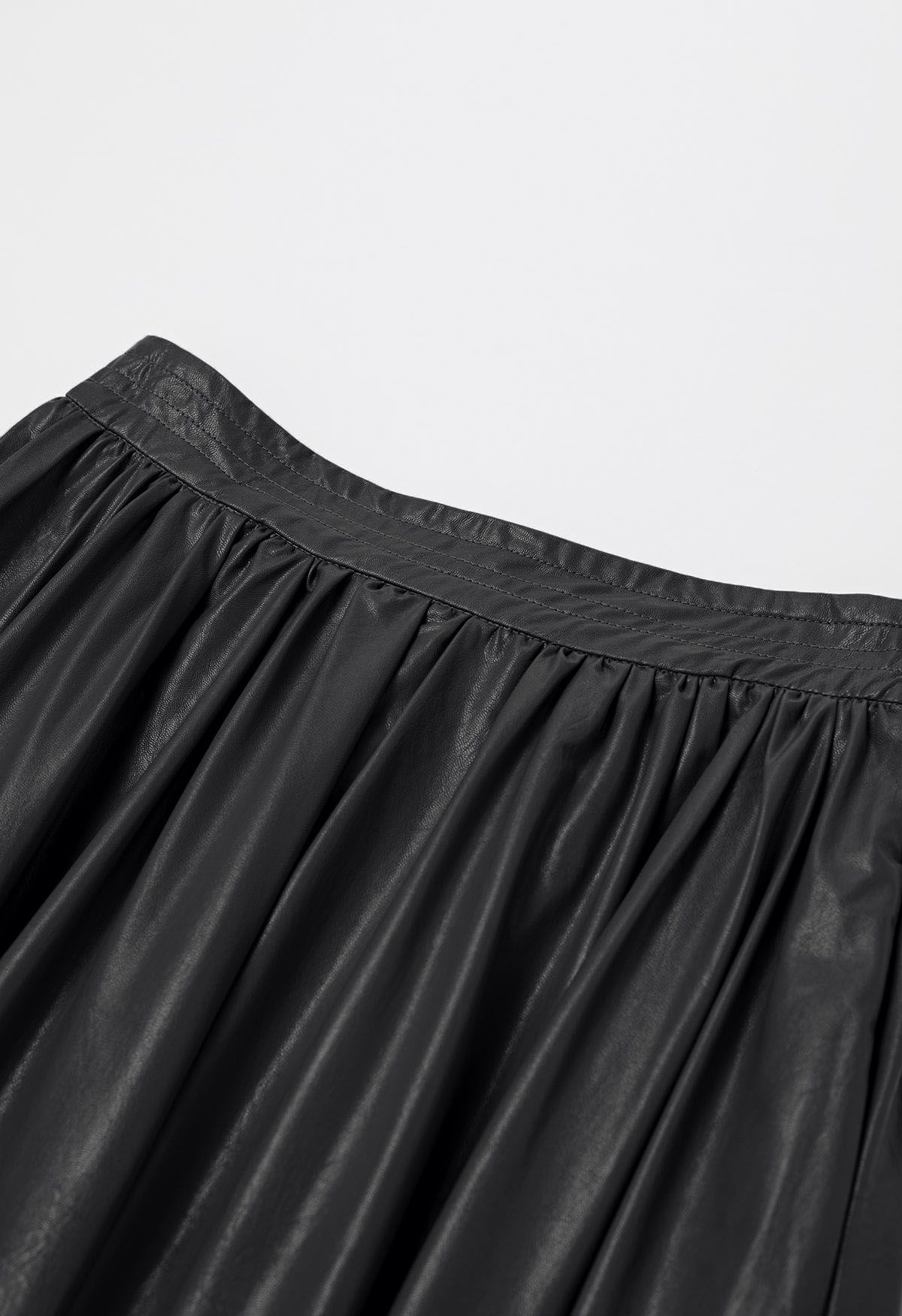 Refined Simplicity Faux Leather Maxi Skirt in Black