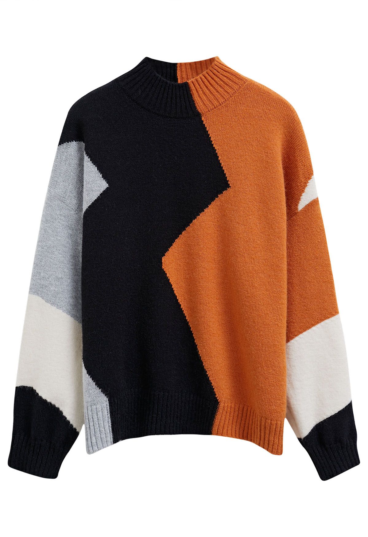 Whimsical Color Block Knit Sweater