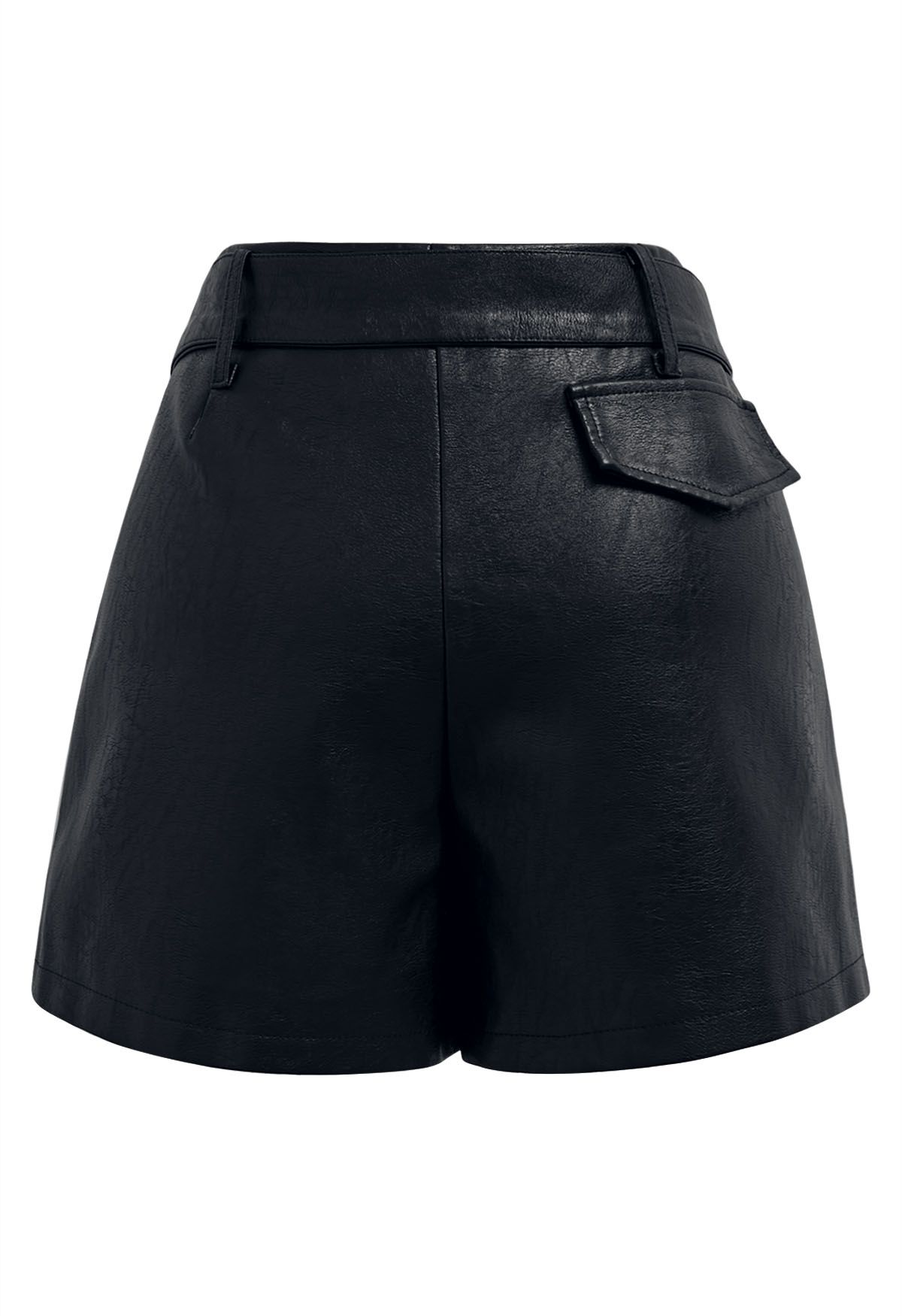 Urban Edge Faux Leather Belted Shorts in Black