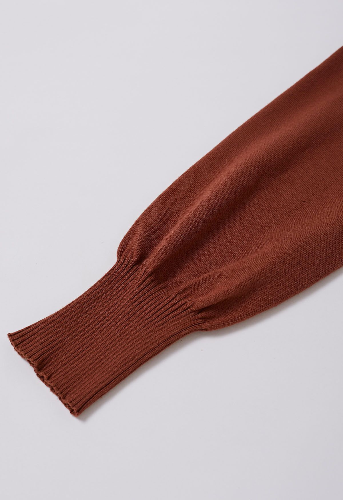 Captivating V-Neck Tie Waist Pleated Knit Dress in Caramel