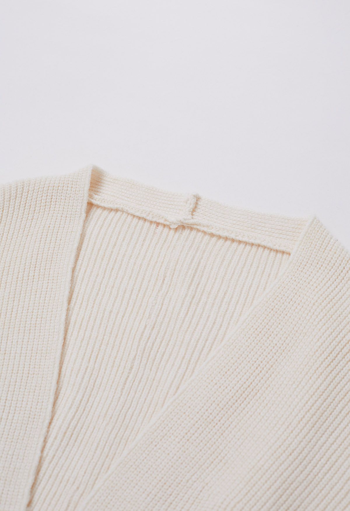 Batwing Sleeves Open Front Knit Cardigan in Ivory