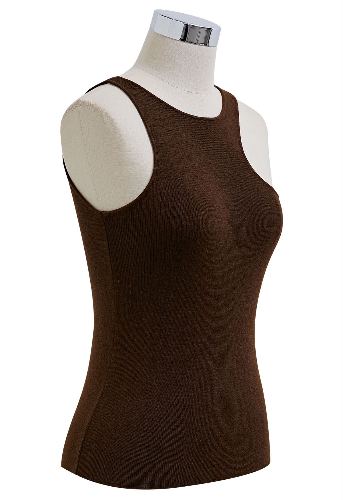 Chic Impression Knit Tank Top in Brown