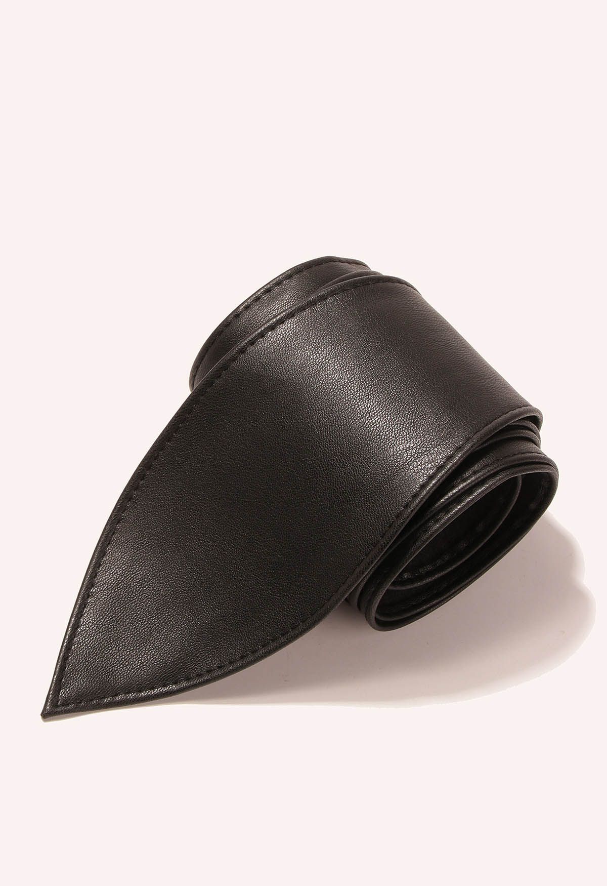 Faux Leather Tie Knot Corset Belt in Black