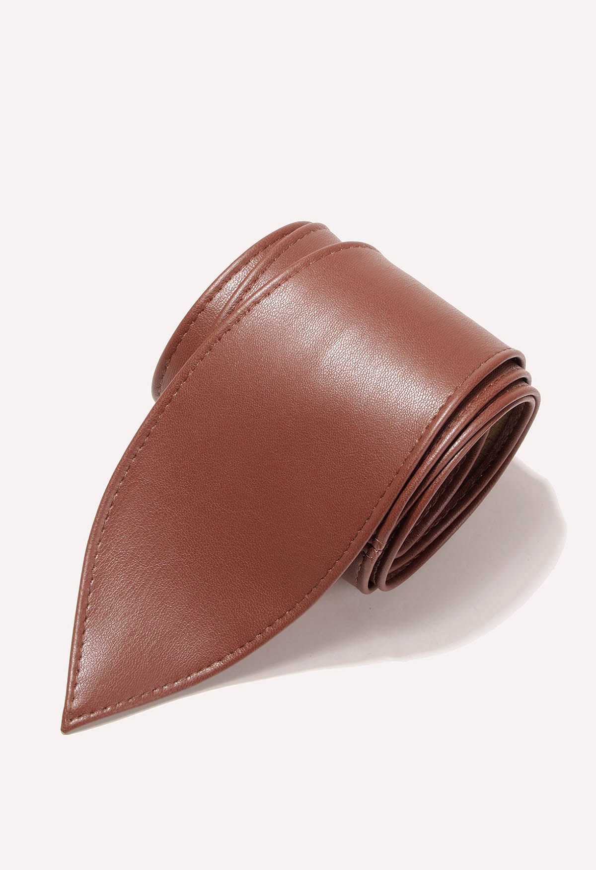 Faux Leather Tie Knot Corset Belt in Caramel