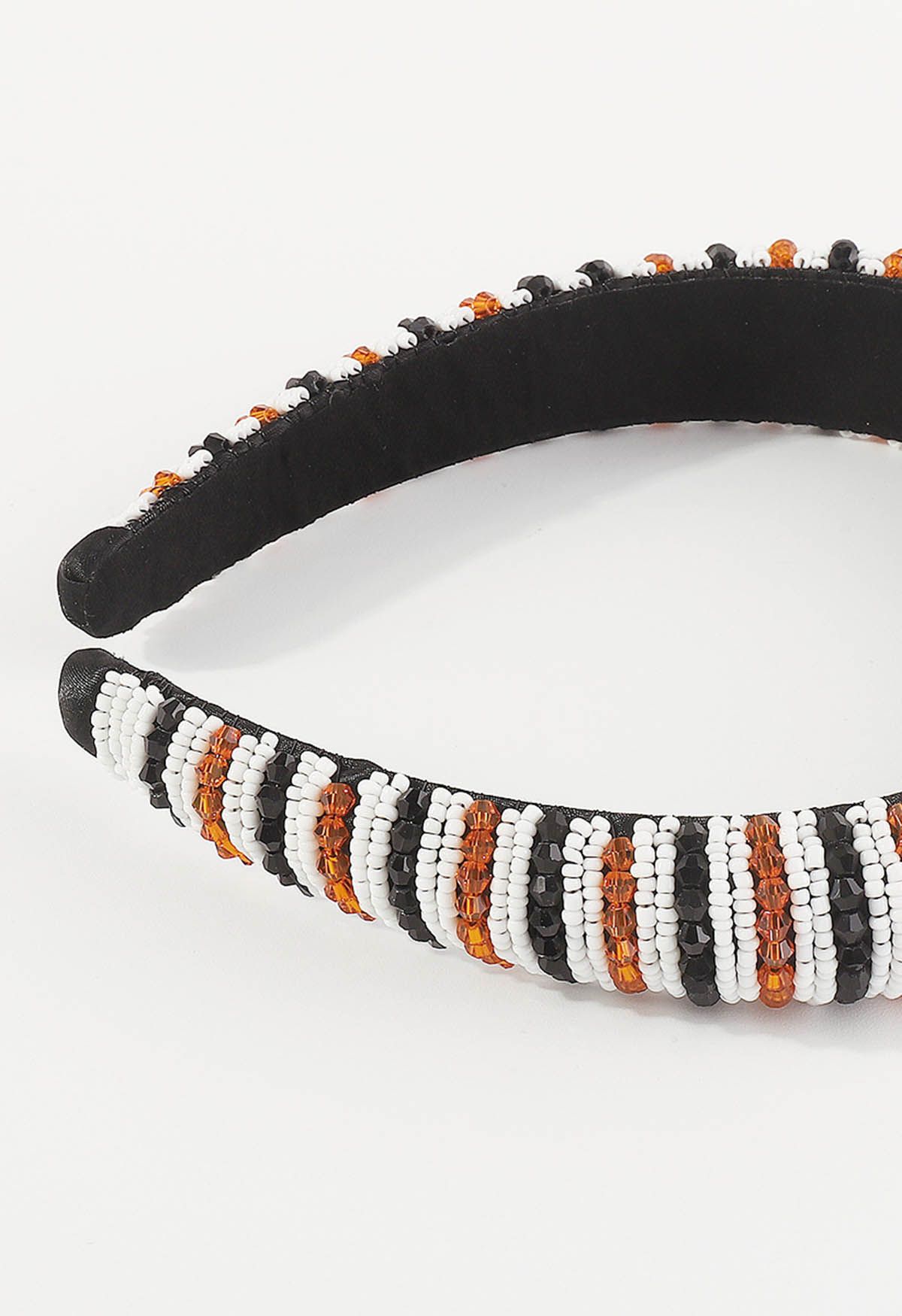 Two-Tone Rhinestone Beaded Headband in Orange