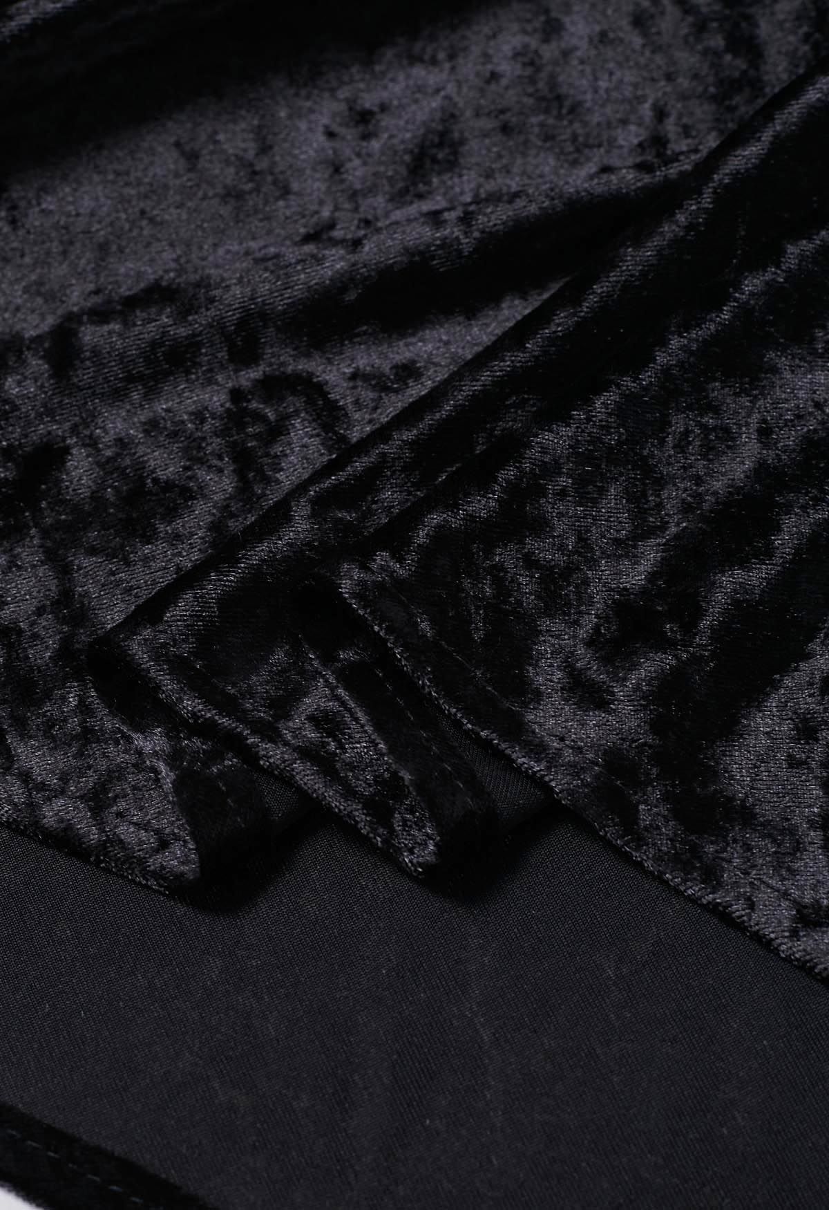 Soft Velvet High-Waist Maxi Skirt in Black