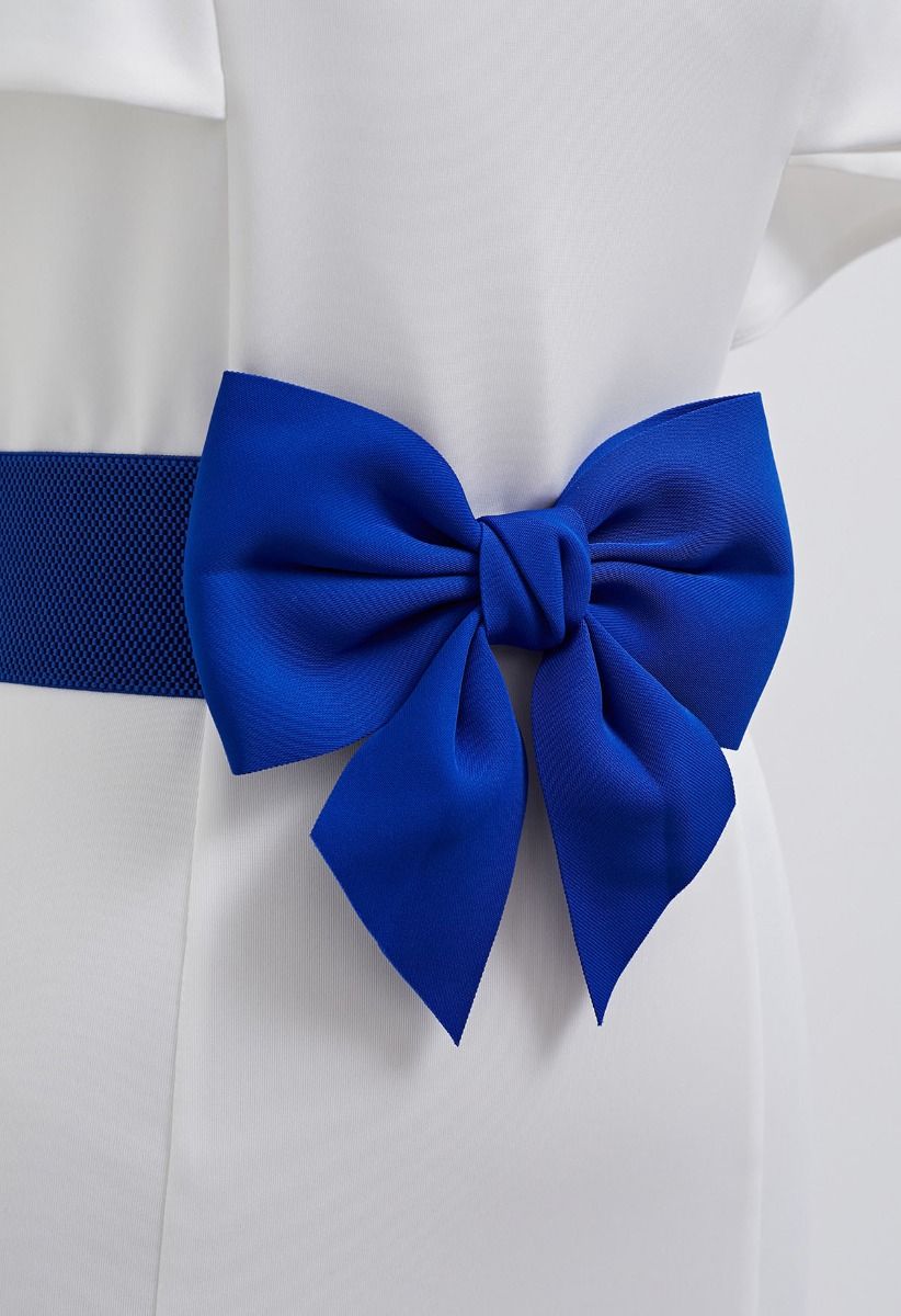 Stretchy Solid Color Bowknot Corset Belt in Blue