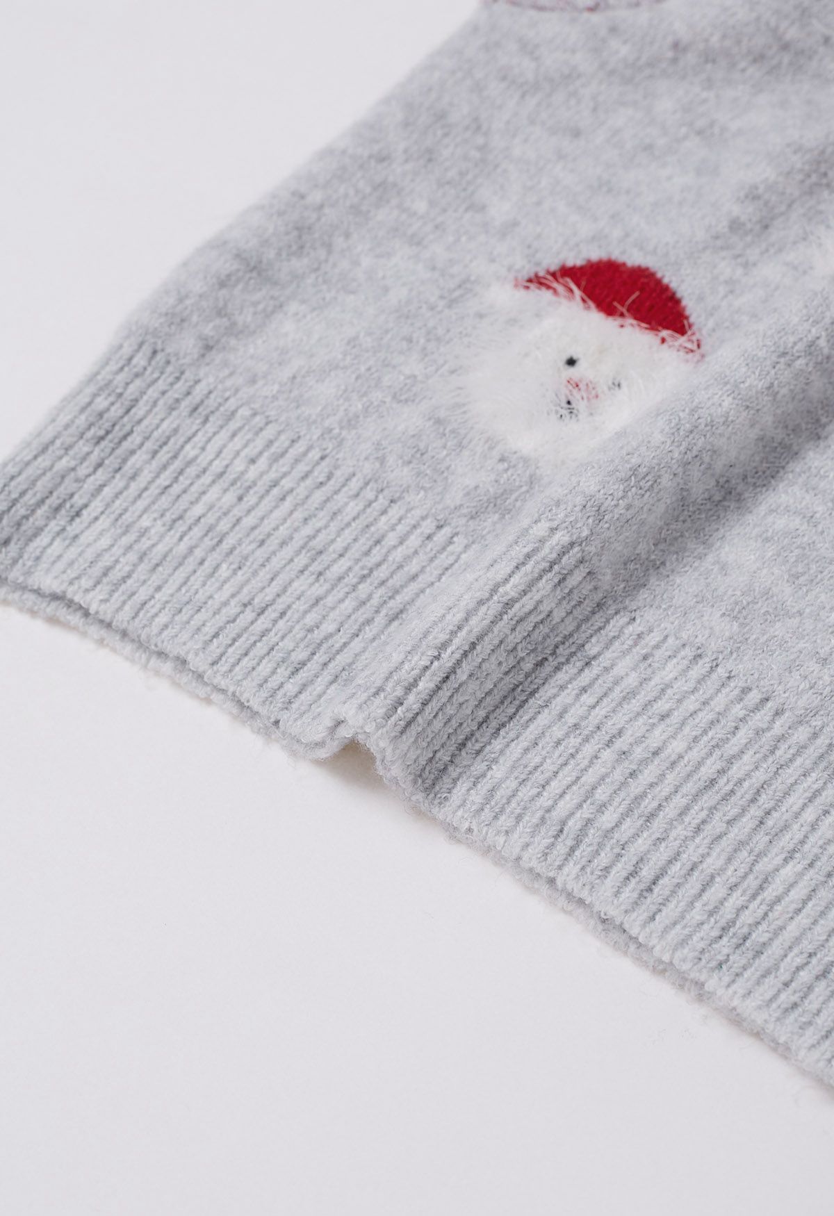 Fuzzy Santa Claus Knit Top in Grey