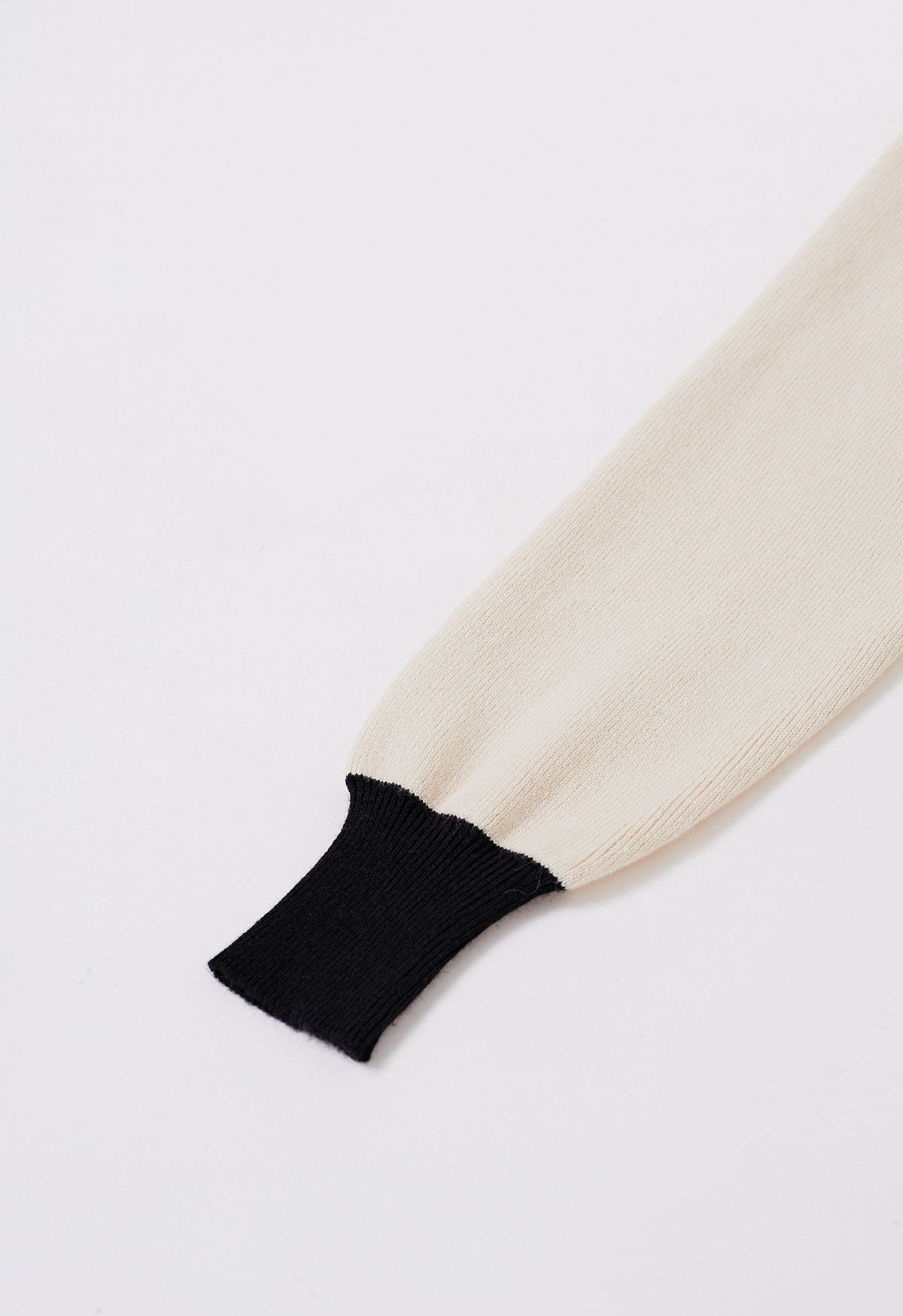 Contrast Edge Polo Knit Dress in Cream