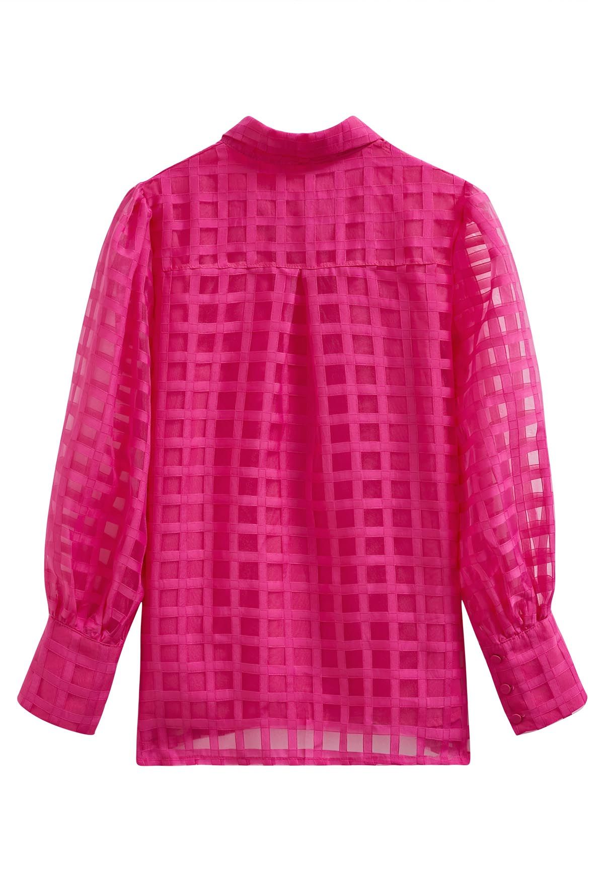 Check Pattern Button Down Shirt in Hot Pink