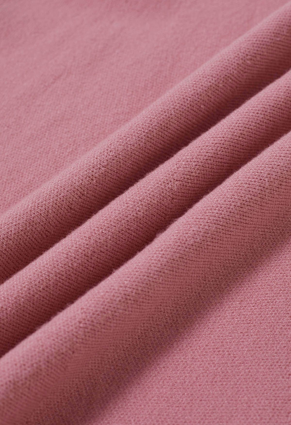 Frilling Hem Knit Midi Skirt in Pink