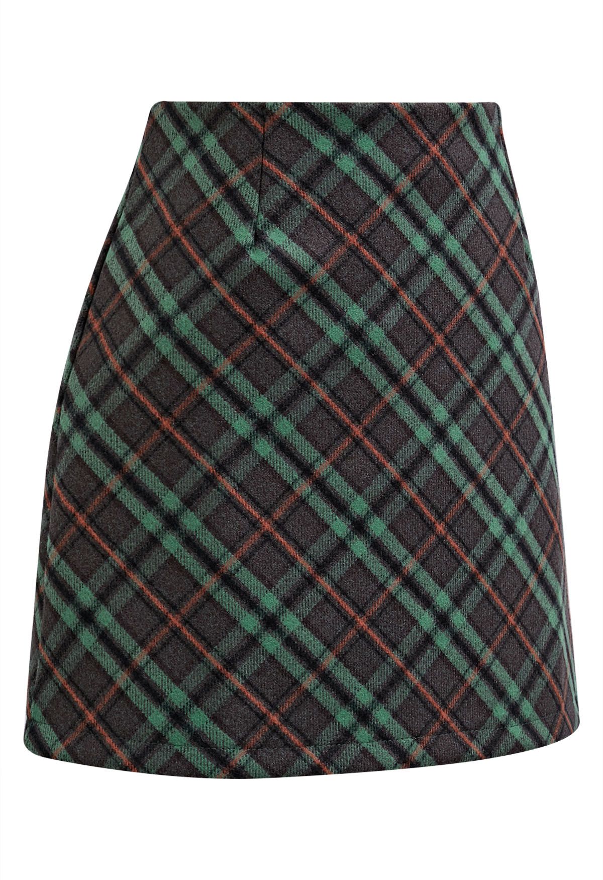Modern Tartan Mini Bud Skirt in Green
