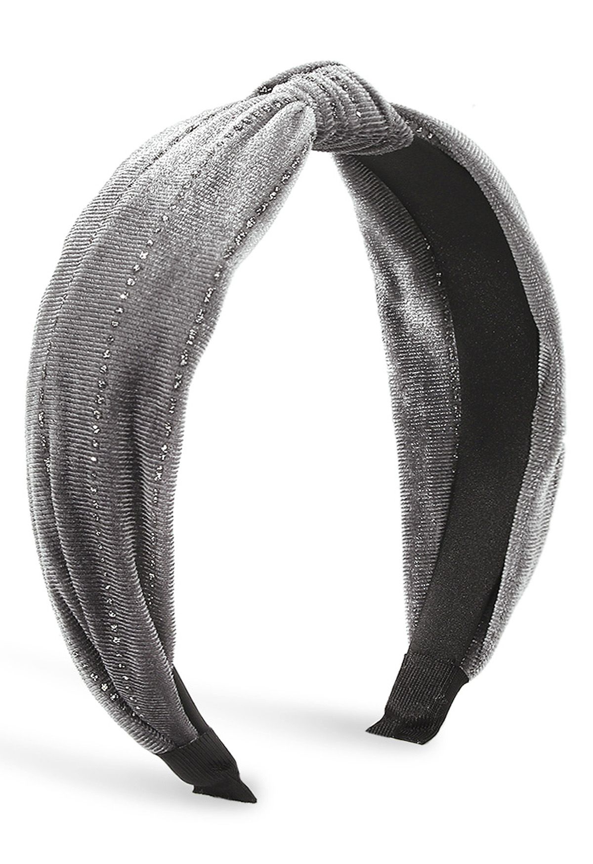 Monochromatic Knotted Velvet Headband in Grey