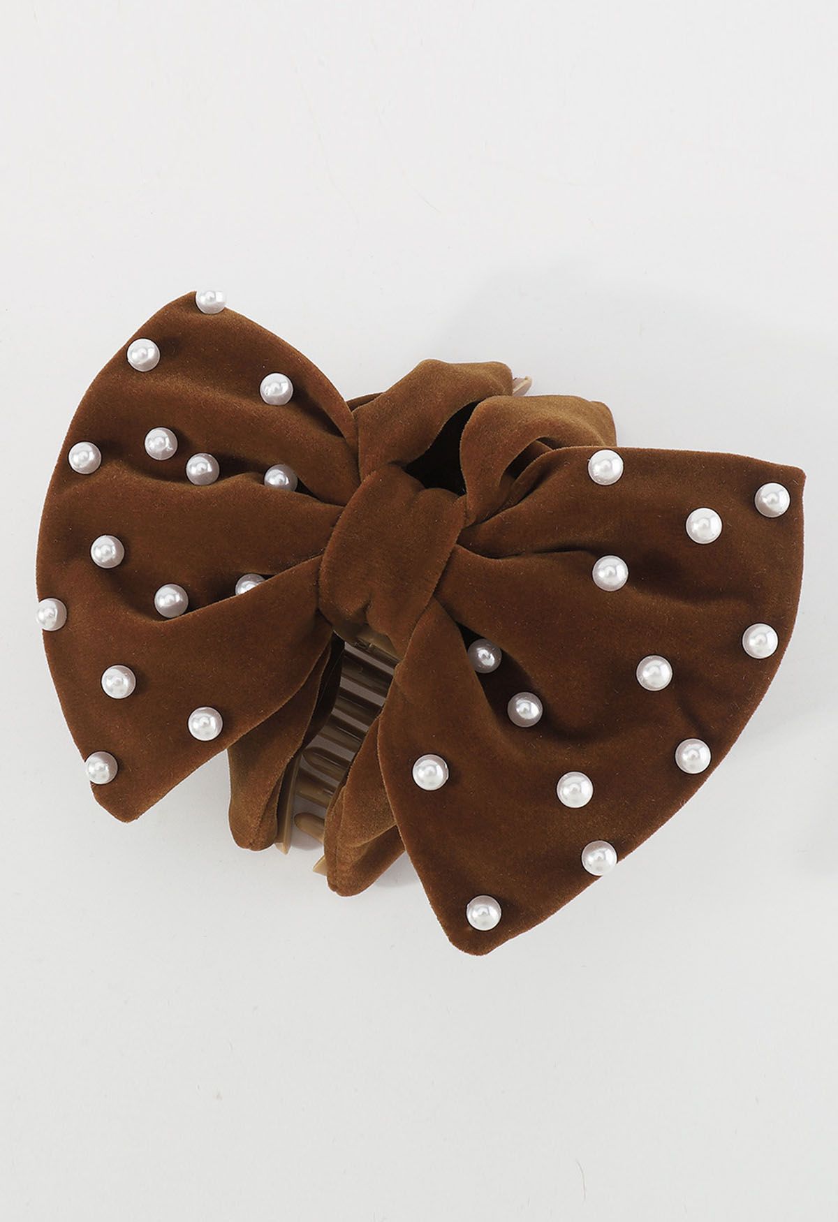 Pearly Bowknot Hair Claw in Brown