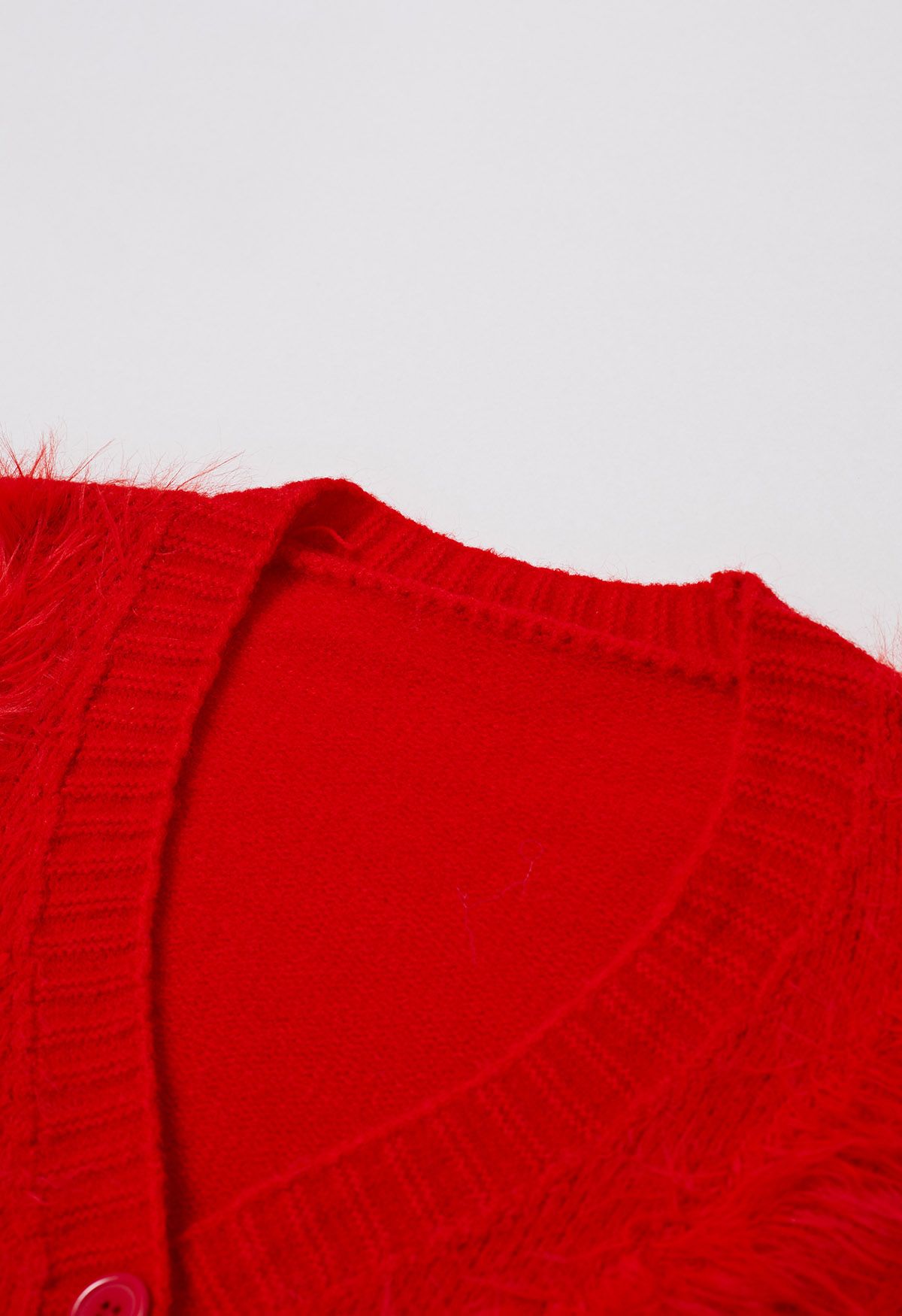 Christmas Elements Fluffy Knit Cardigan in Red