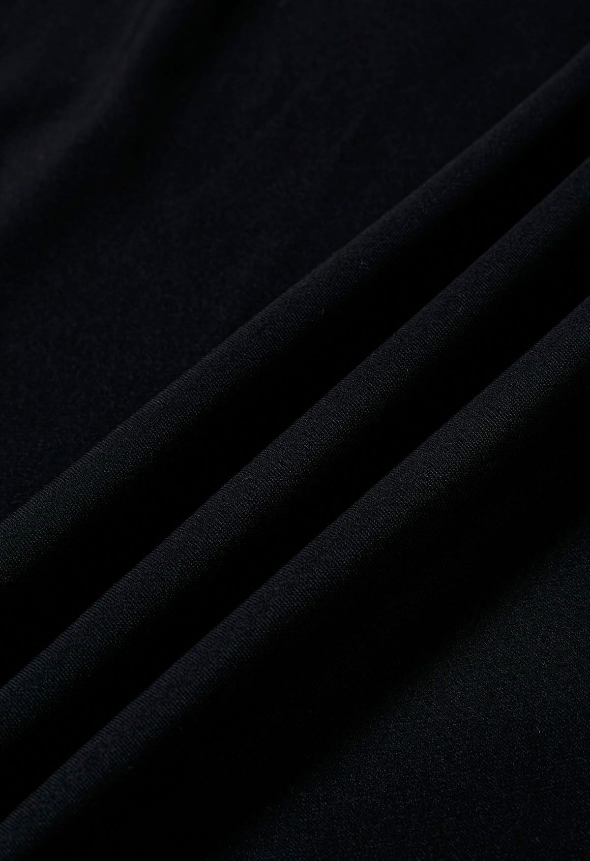 Buttoned Wrap Midi Shirt Dress in Black