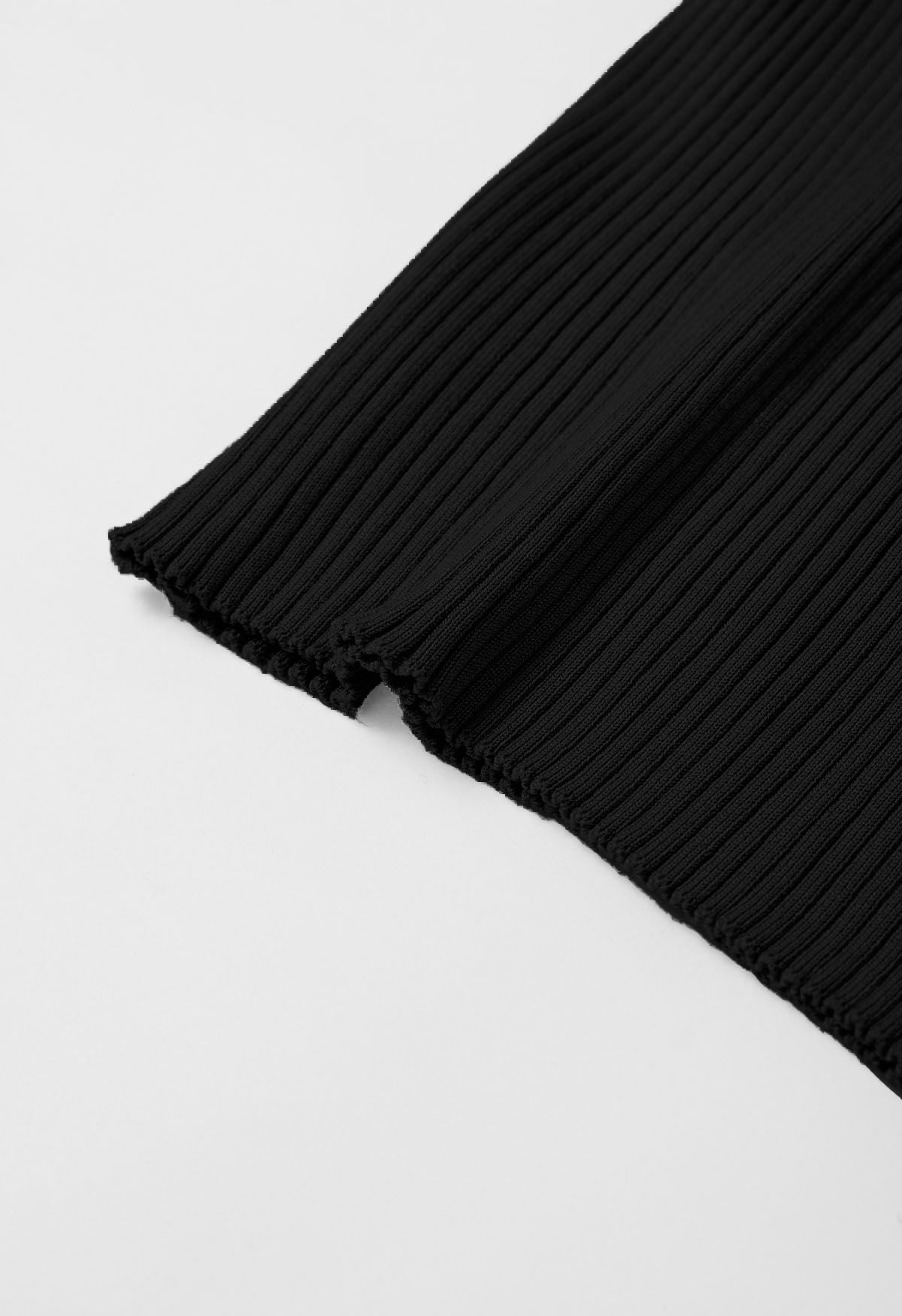 Crisscross Full Ribbed Knit Top in Black