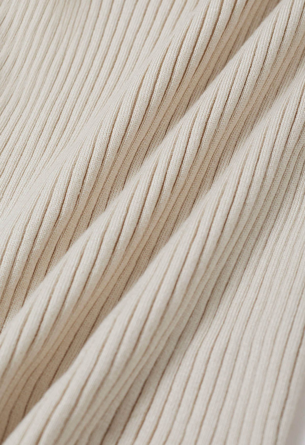 Crisscross Full Ribbed Knit Top in Cream