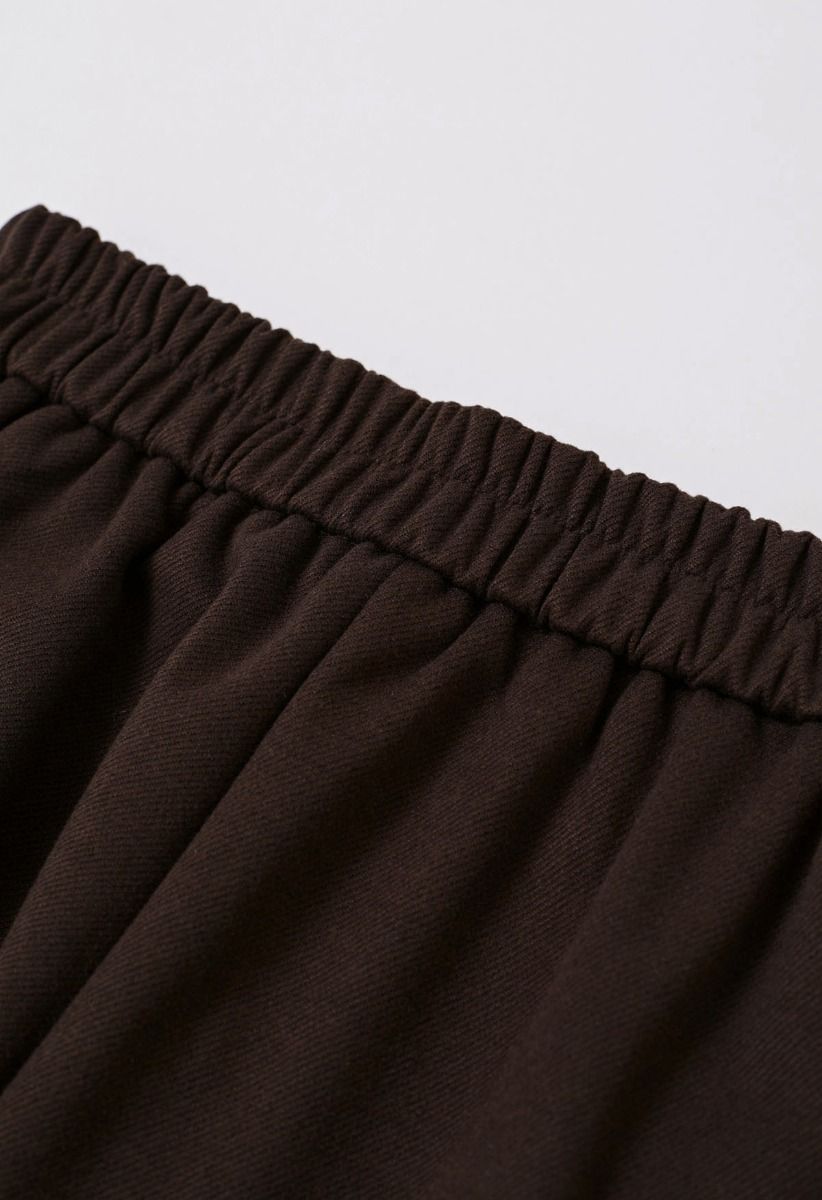 Comfy Chunky Straight-Leg Cuffed Pants in Brown