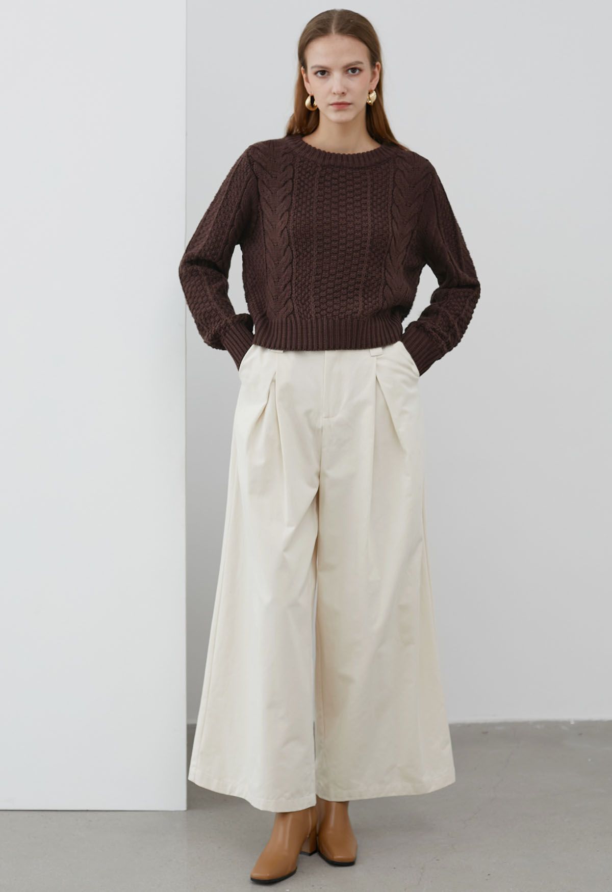 Comfortable Cotton Wide-Leg Pants in Ivory