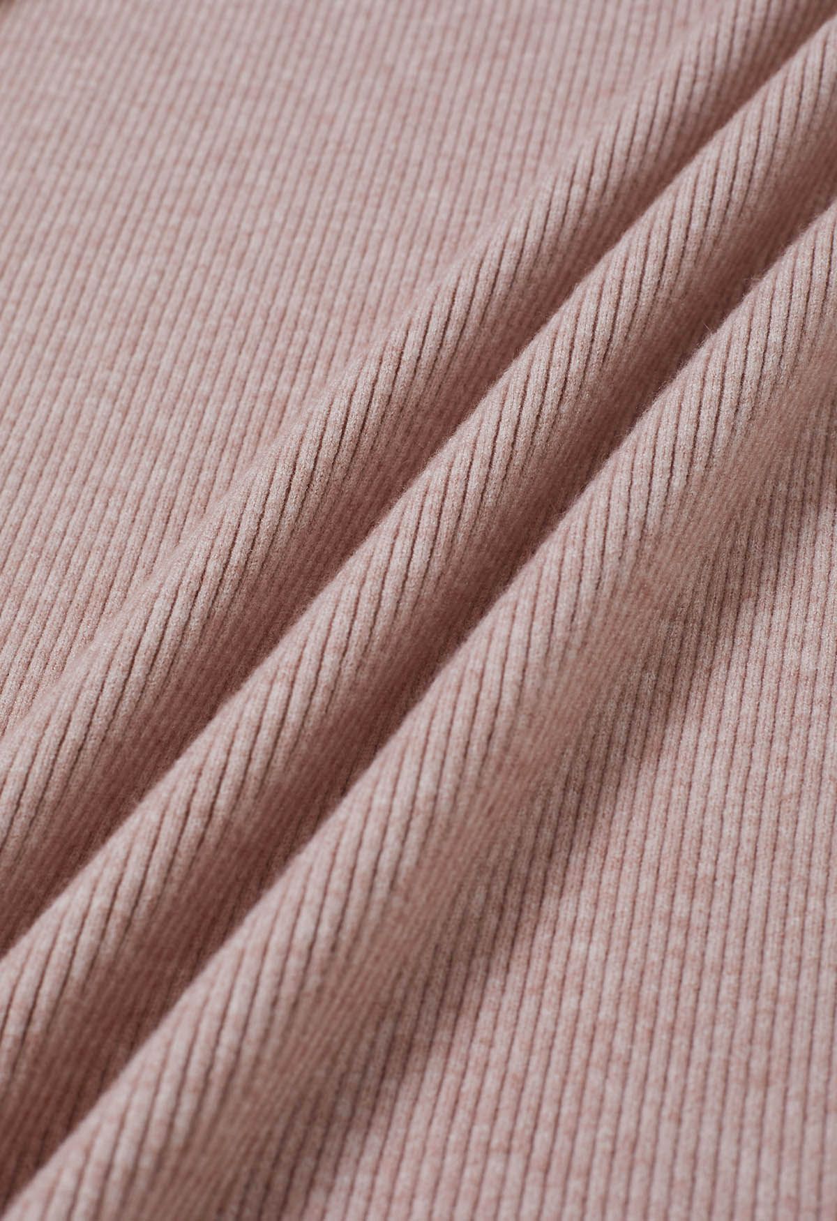 Crisscross Halter Neck Ruched Knit Dress and Shrug Set in Pink
