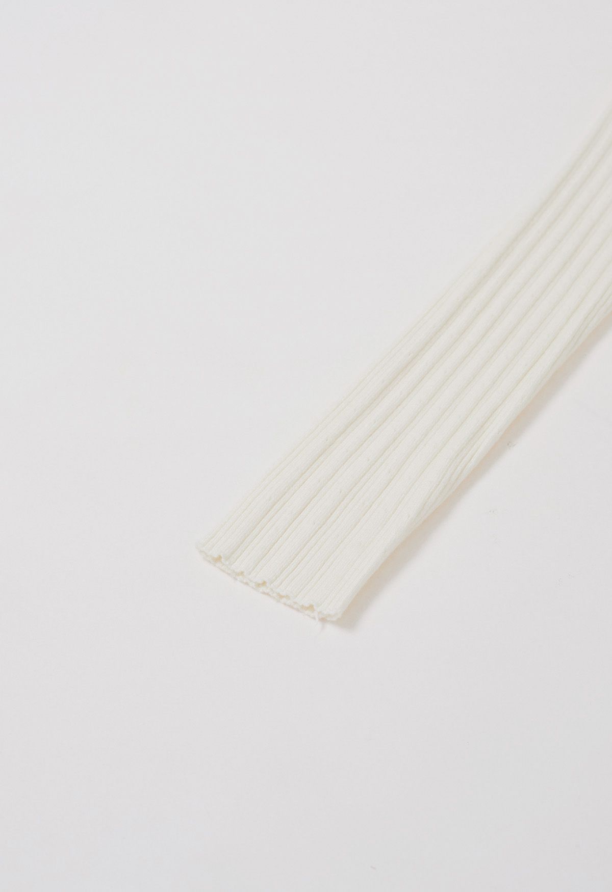 Collared Braided Edge Knit Midi Dress in White