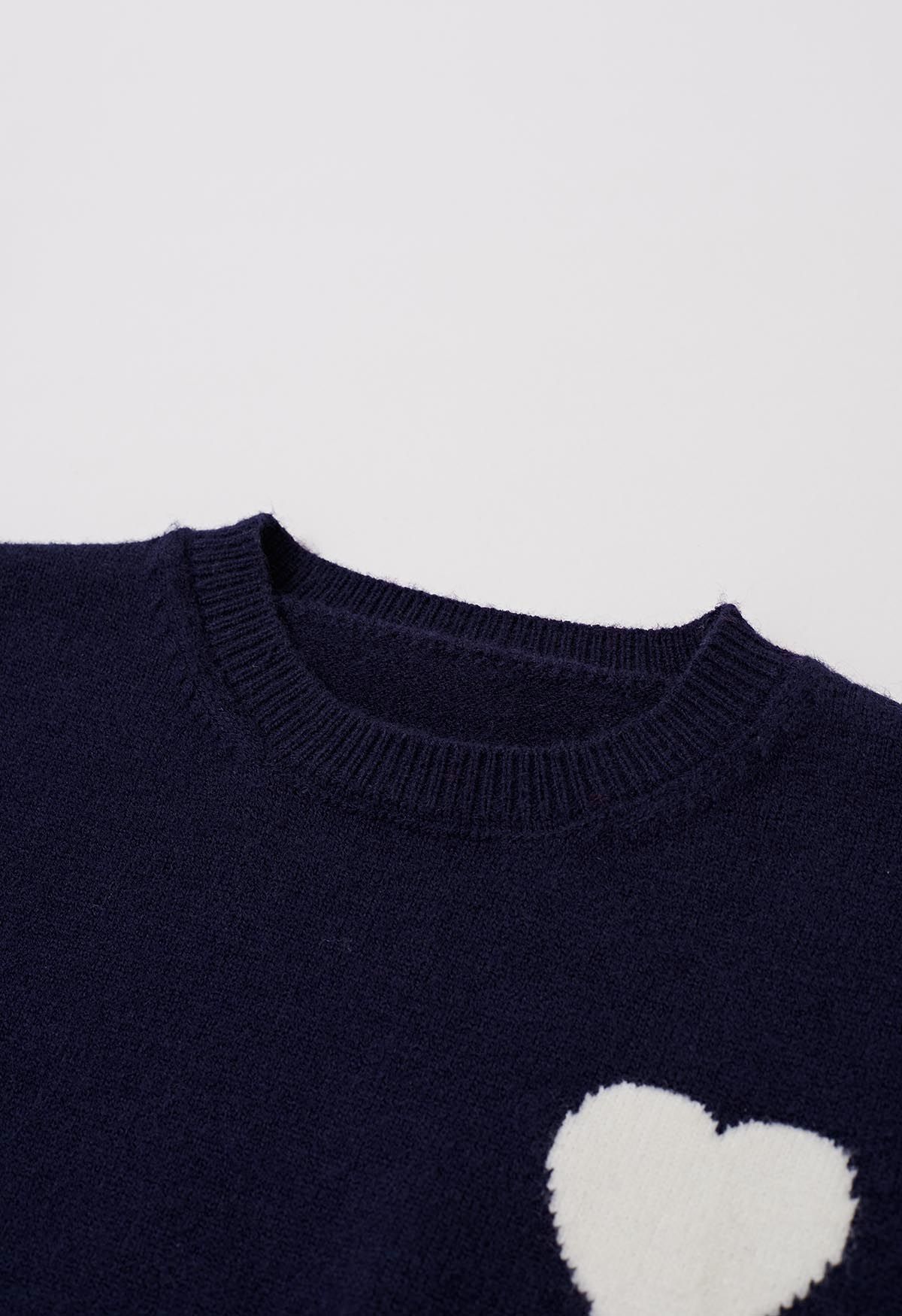 Sweet Heart Cozy Knit Sweater in Navy