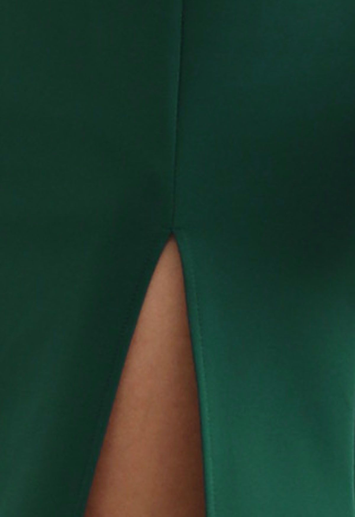 Tie-Shoulder High Slit Maxi Gown in Dark Green