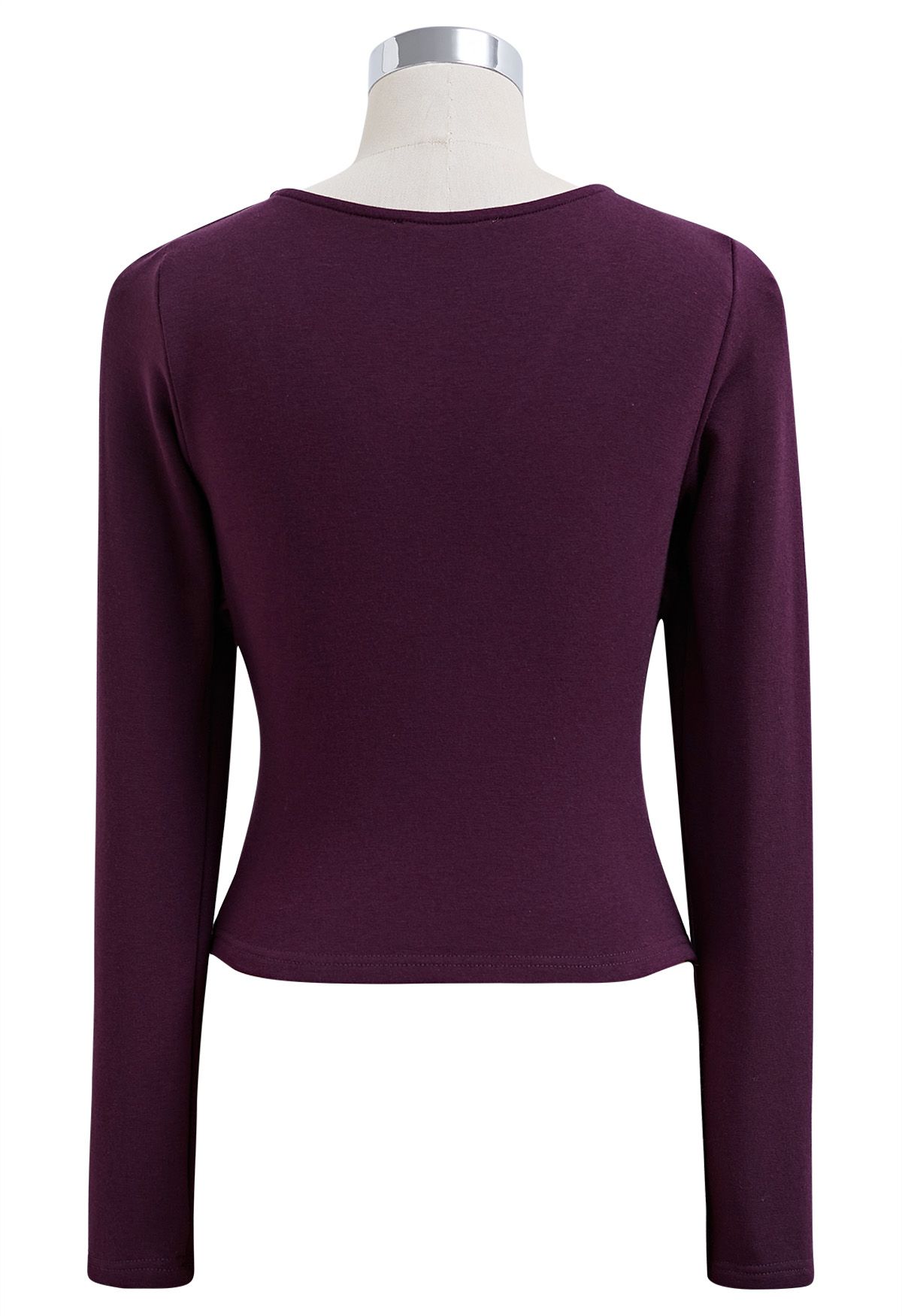 Cross V-Neck Long Sleeves Top in Purple