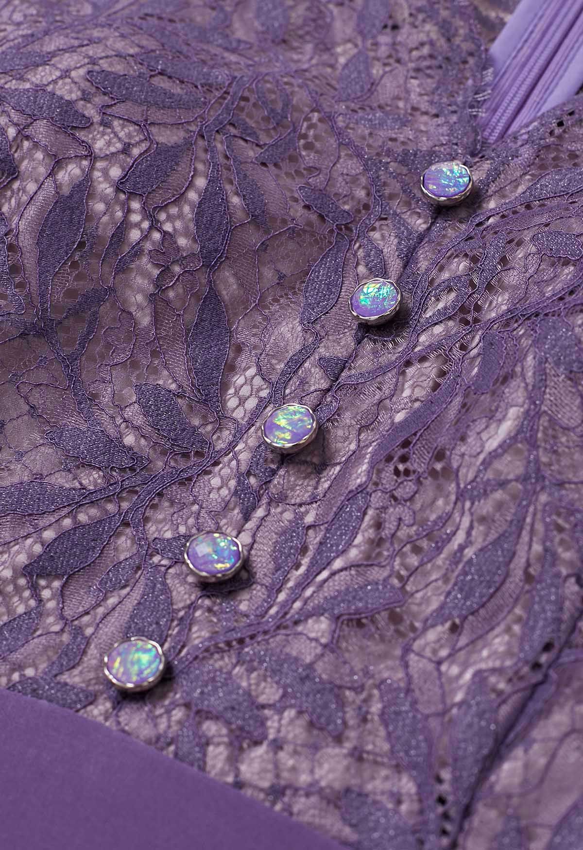 Exquisite Lace Spliced Mermaid Midi Dress