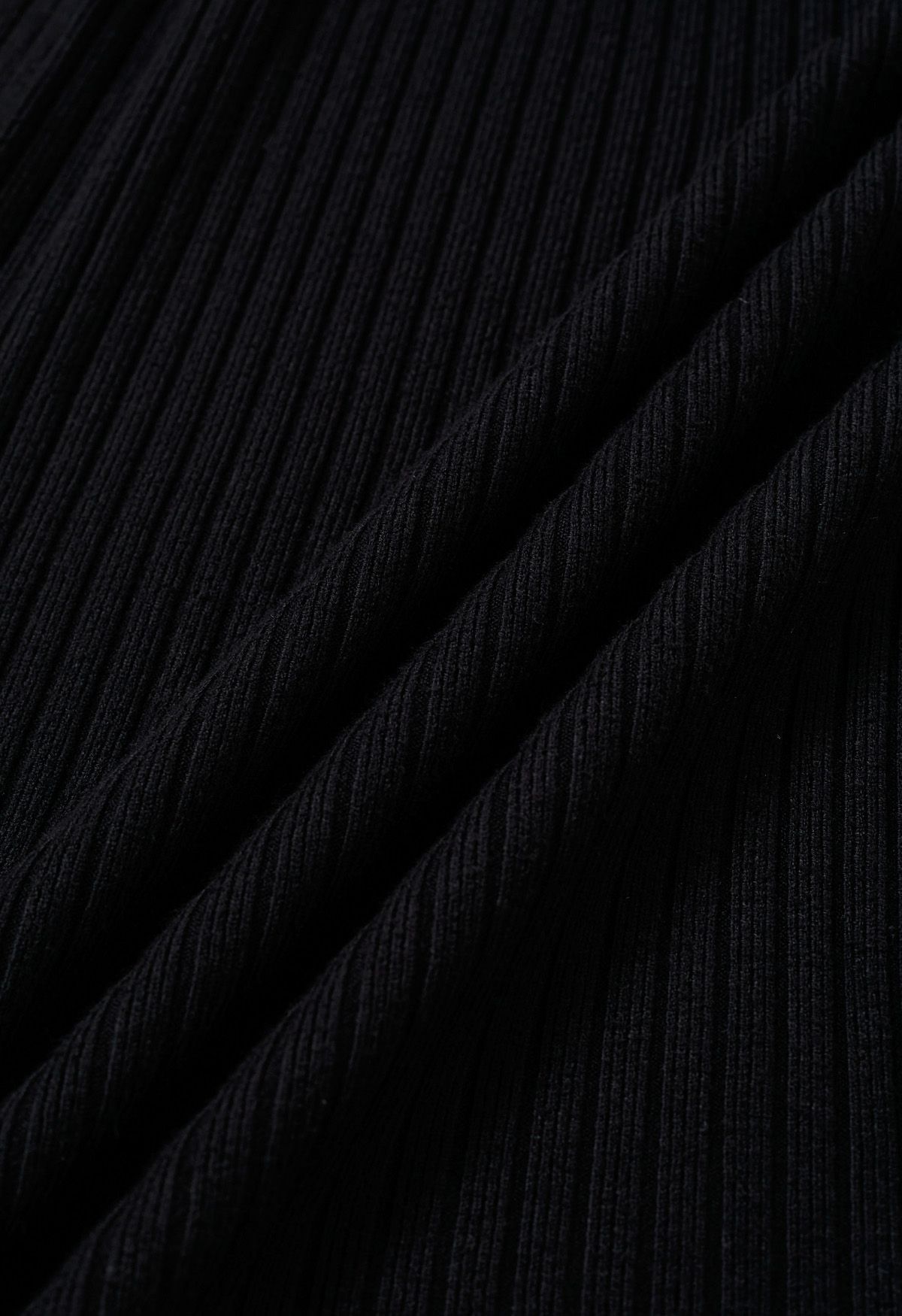 Graceful Feather Trim Surplice Neck Knit Dress in Black